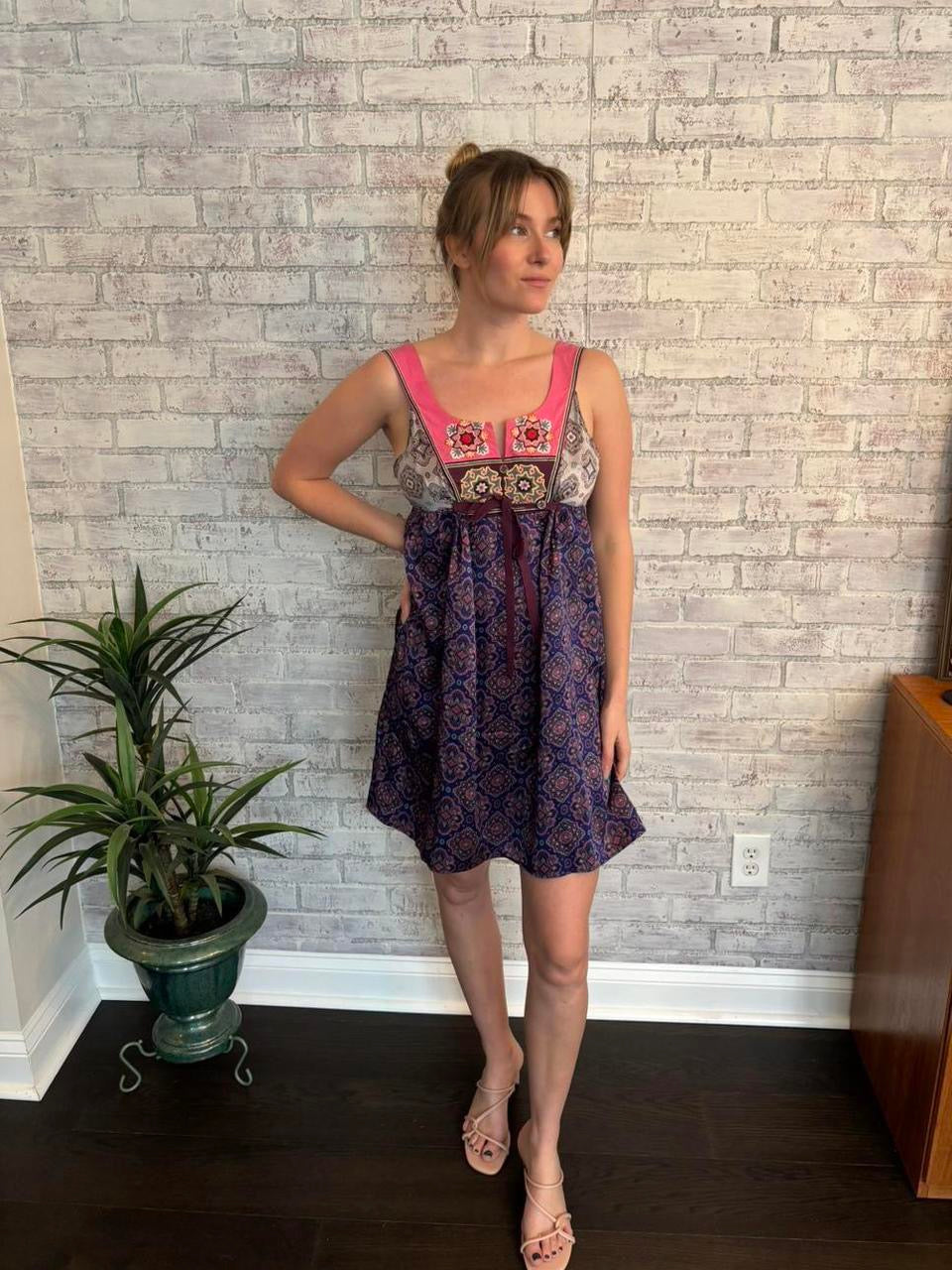 Vintage Boho Silk Dress