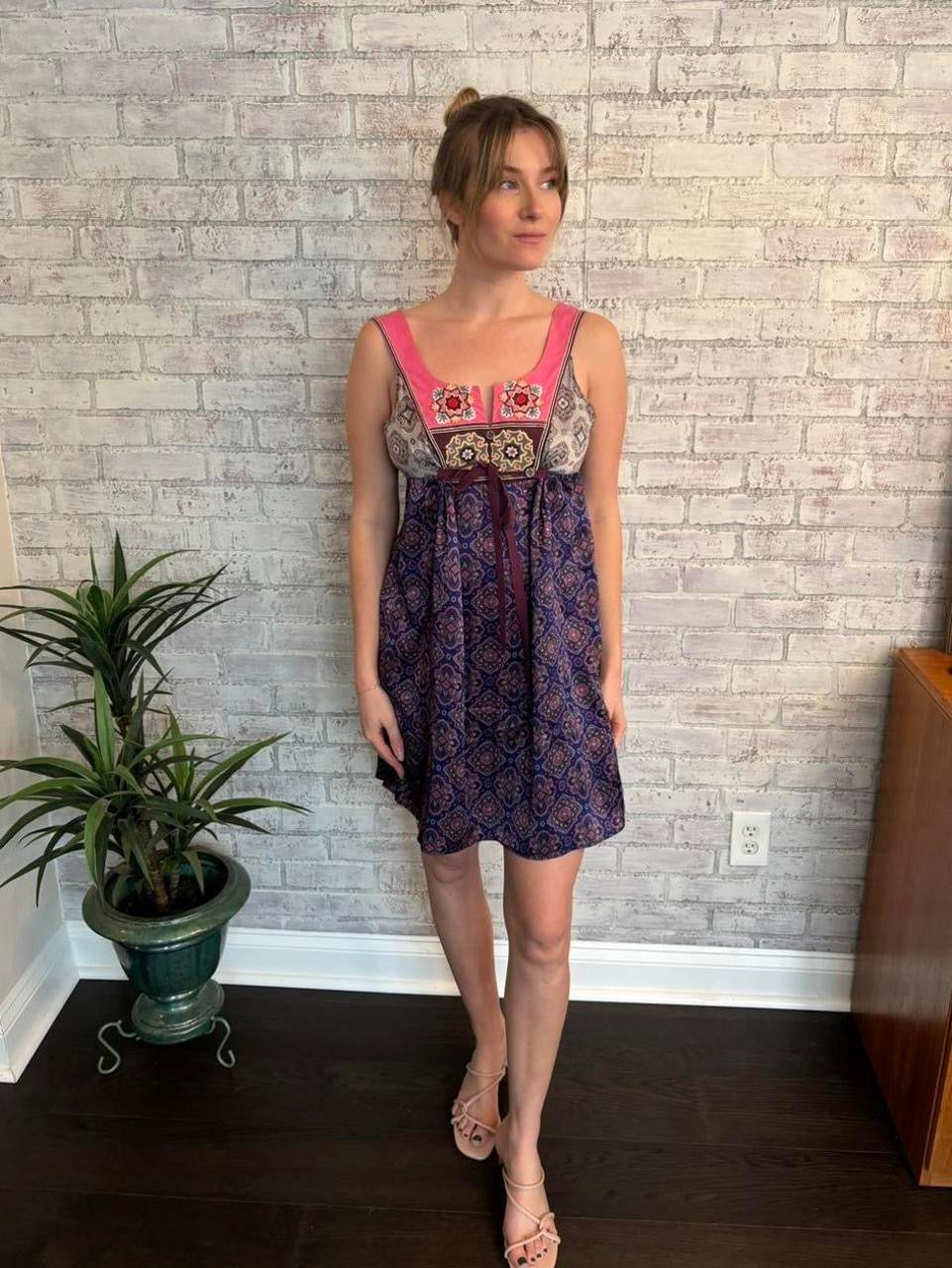 Vintage Boho Silk Dress
