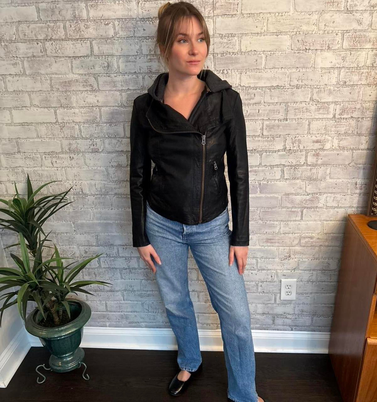Free People Black Vegan Leather Jacket