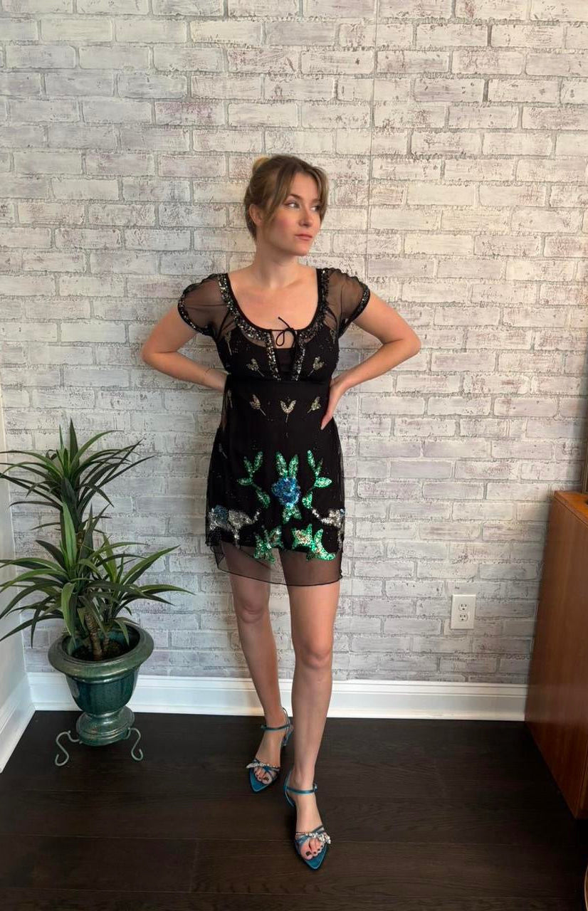 Vintage Y2k Sheer and Sequin Dress