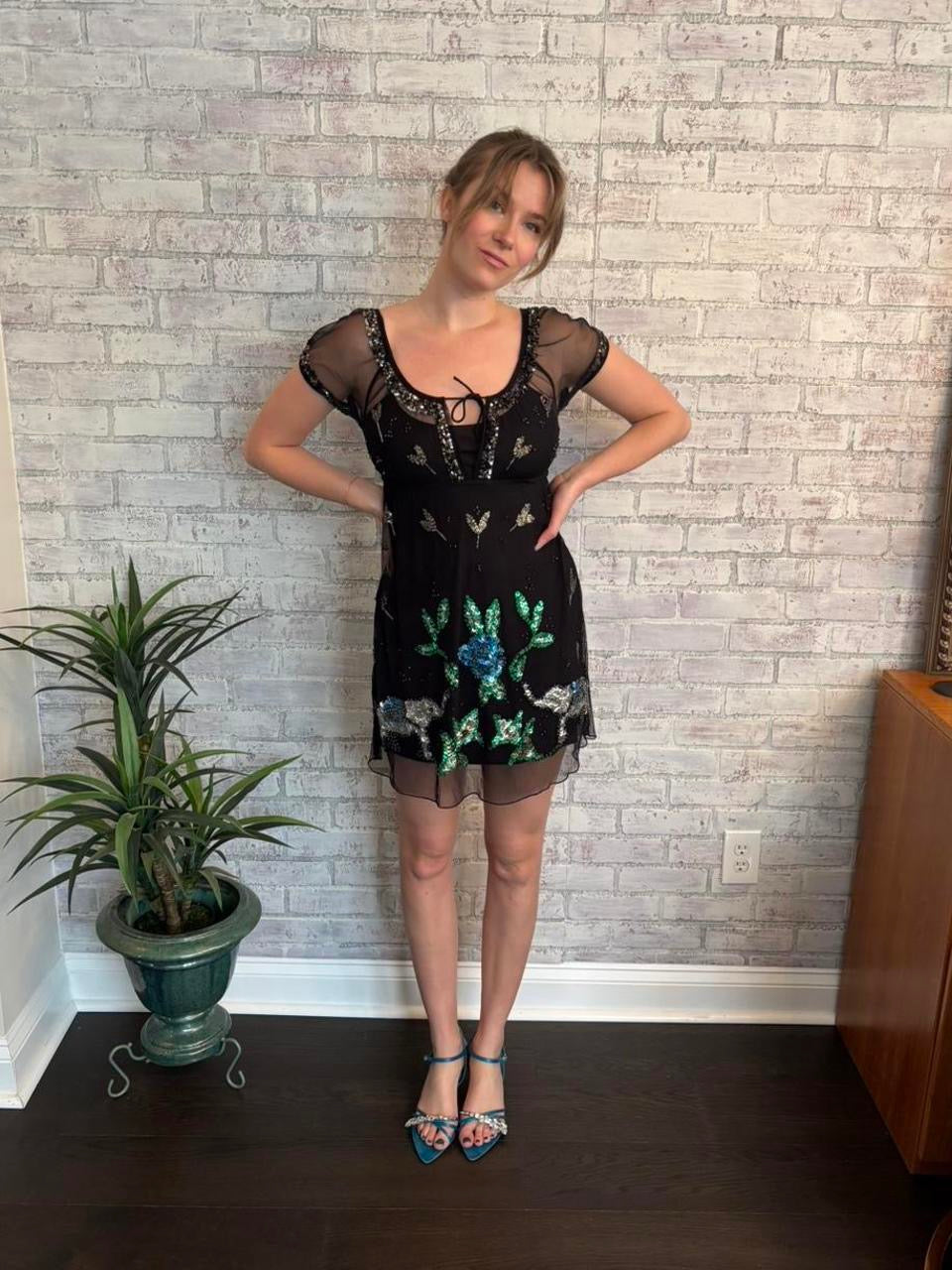 Vintage Y2k Sheer and Sequin Dress