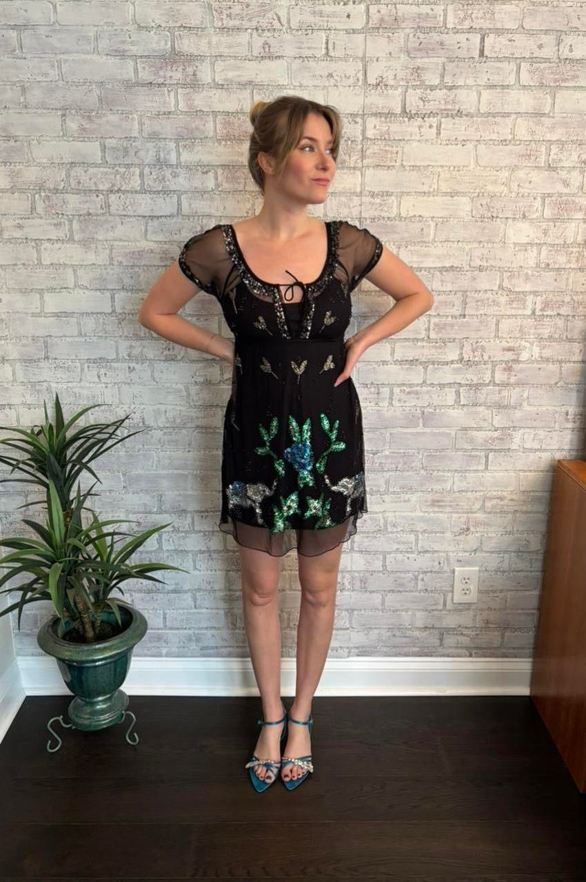 Vintage Y2k Sheer and Sequin Dress