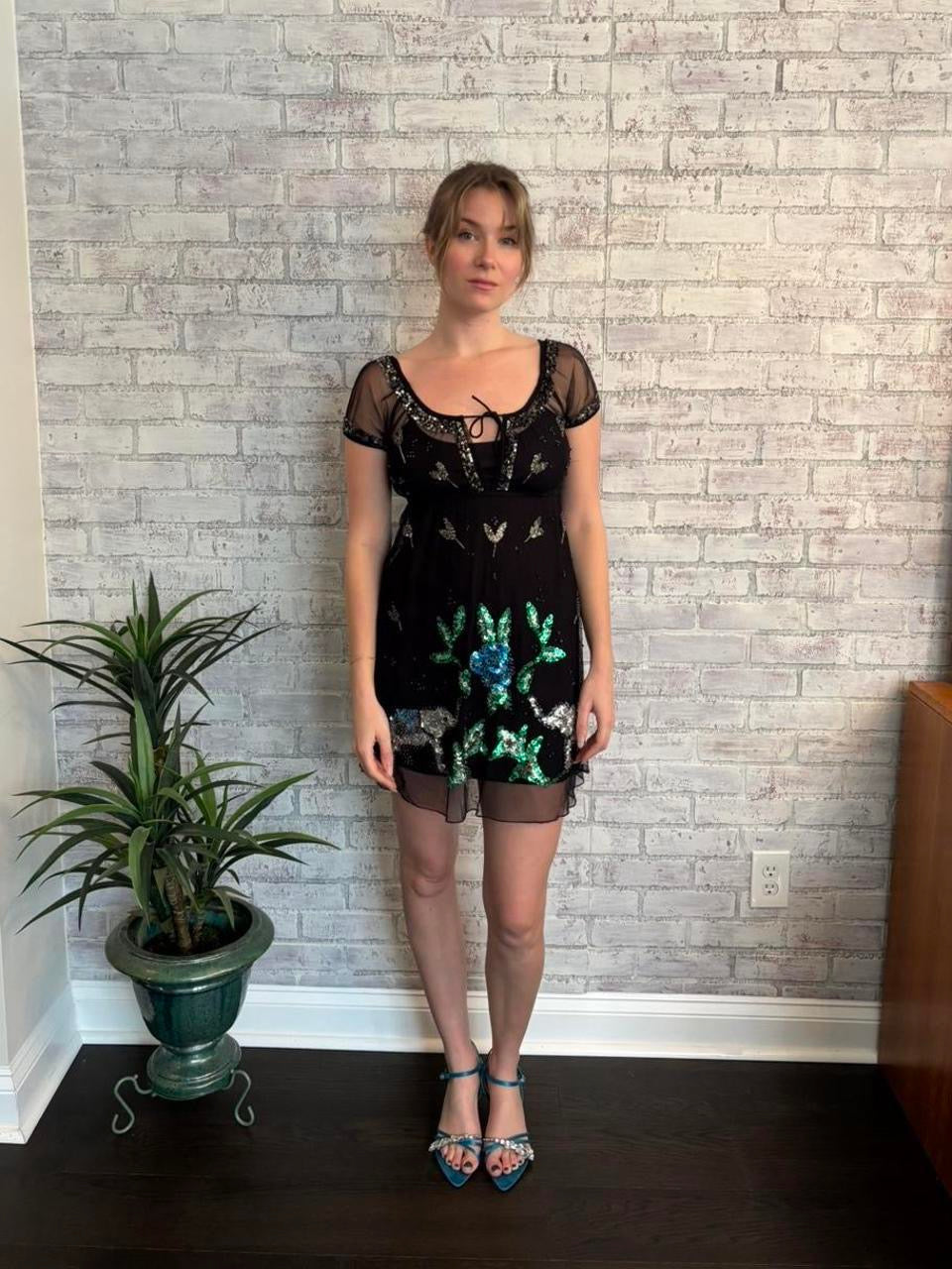 Vintage Y2k Sheer and Sequin Dress