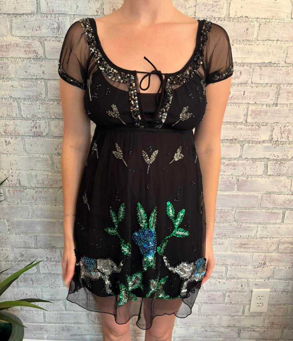 Vintage Y2k Sheer and Sequin Dress