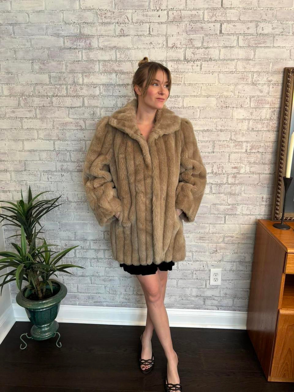 Vintage 80s Jordache Faux Fur Coat