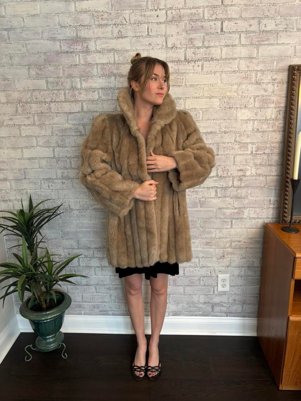 Vintage 80s Jordache Faux Fur Coat