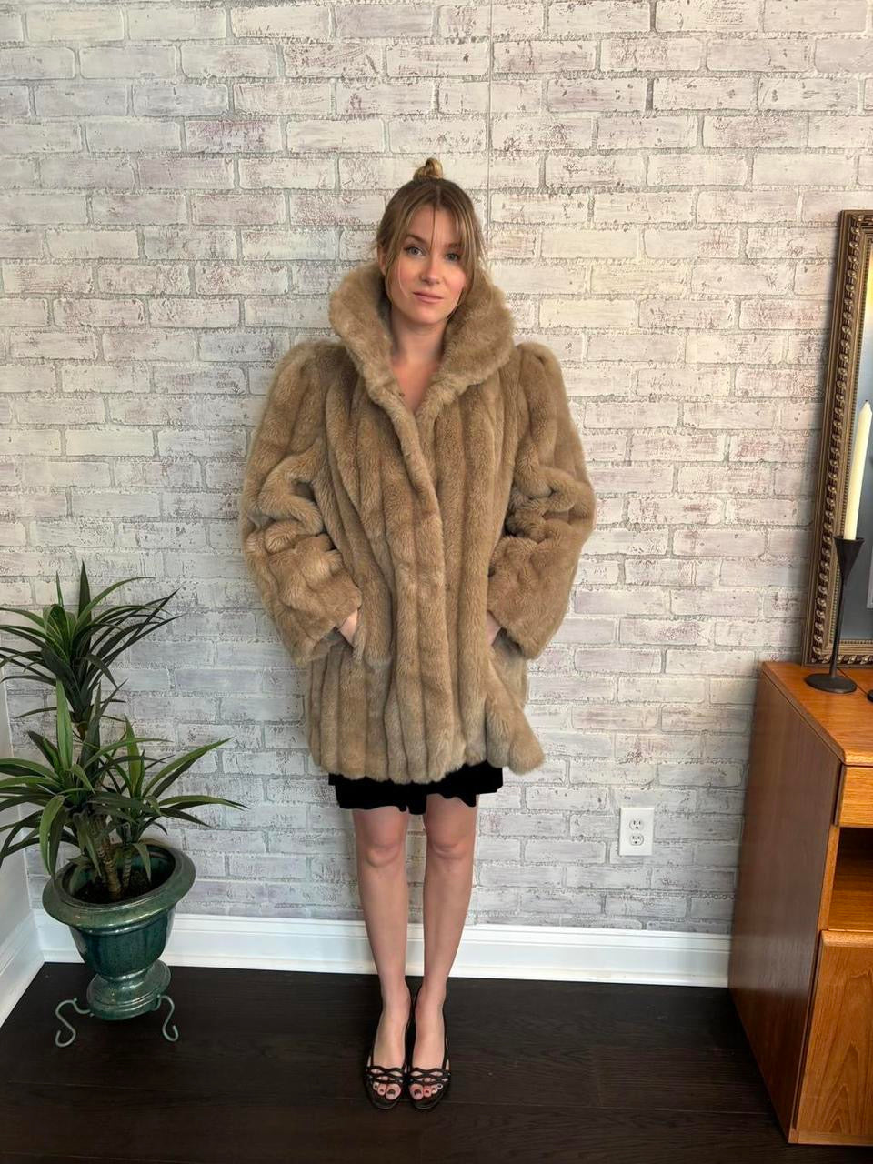Vintage 80s Jordache Faux Fur Coat