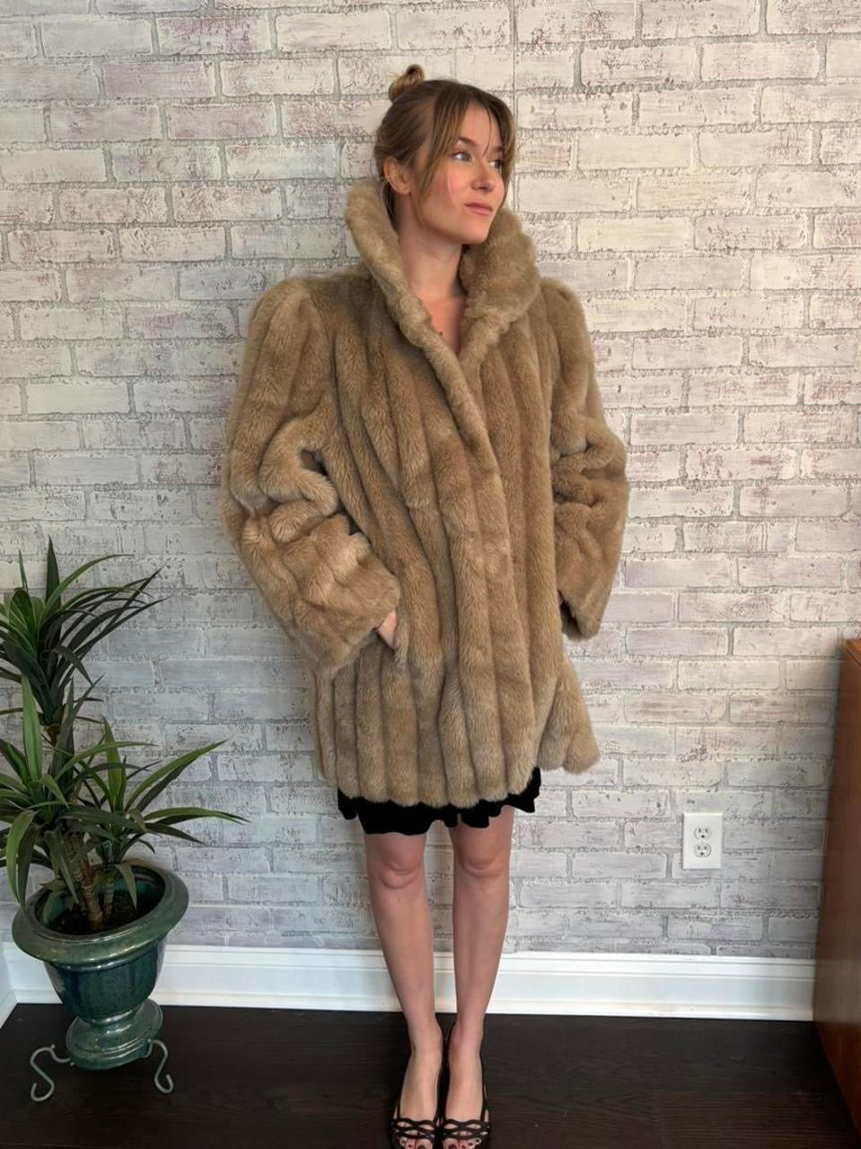 Vintage 80s Jordache Faux Fur Coat