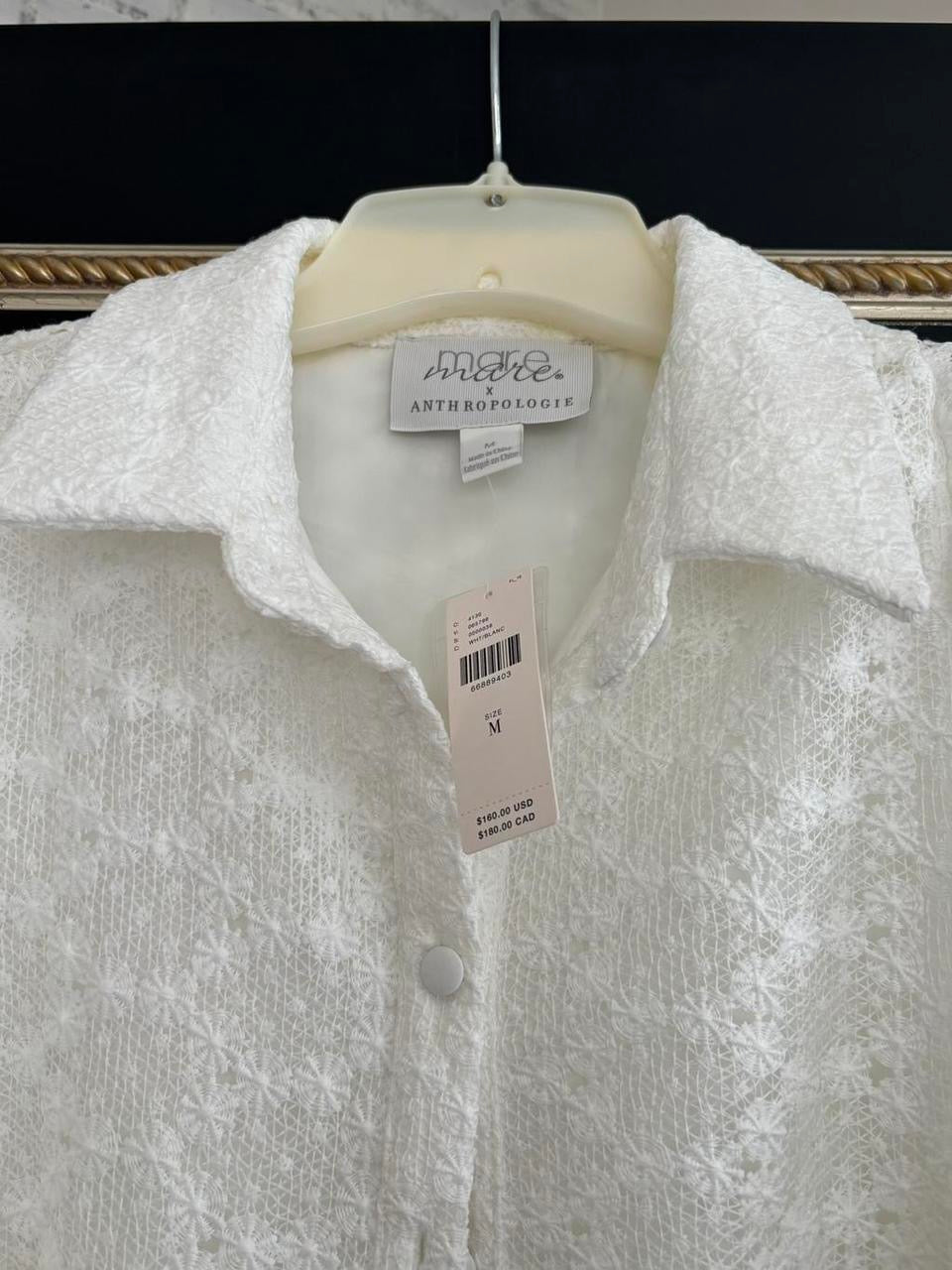 White Anthropologie Lace Button Down Dress