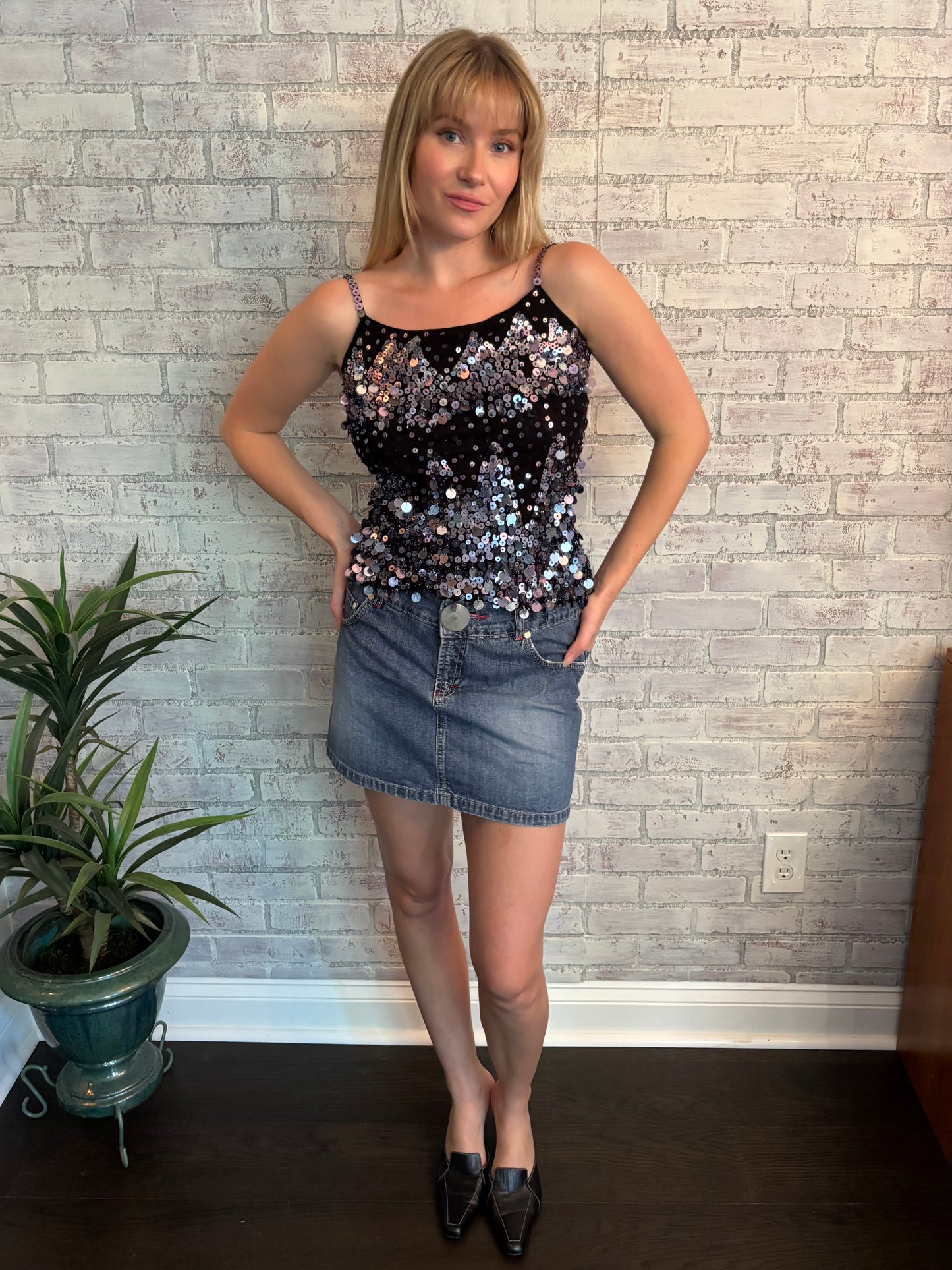 Black Sequin Top