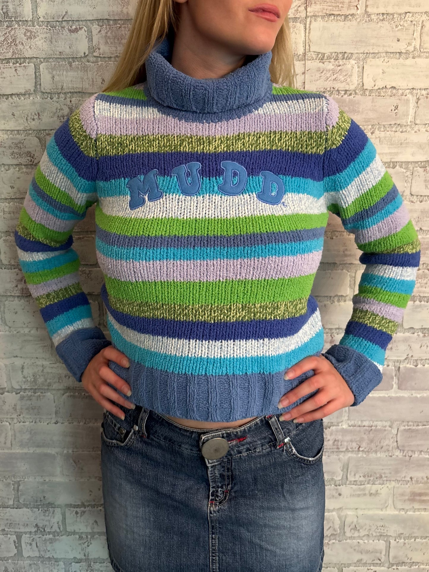 Y2k Mudd Striped Turtleneck Sweater