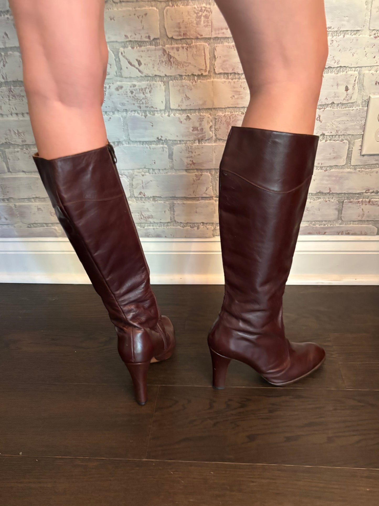 Brown Leather Heeled Boots