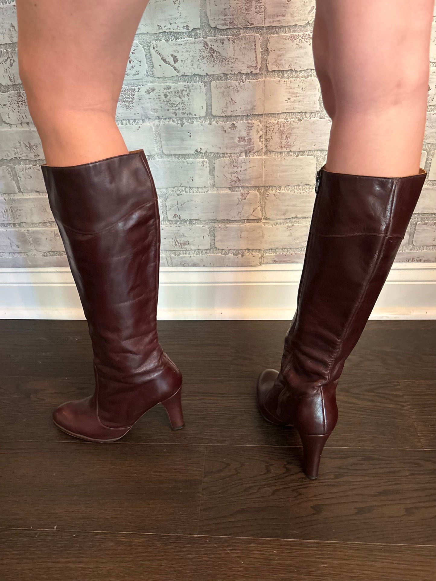 Brown Leather Heeled Boots