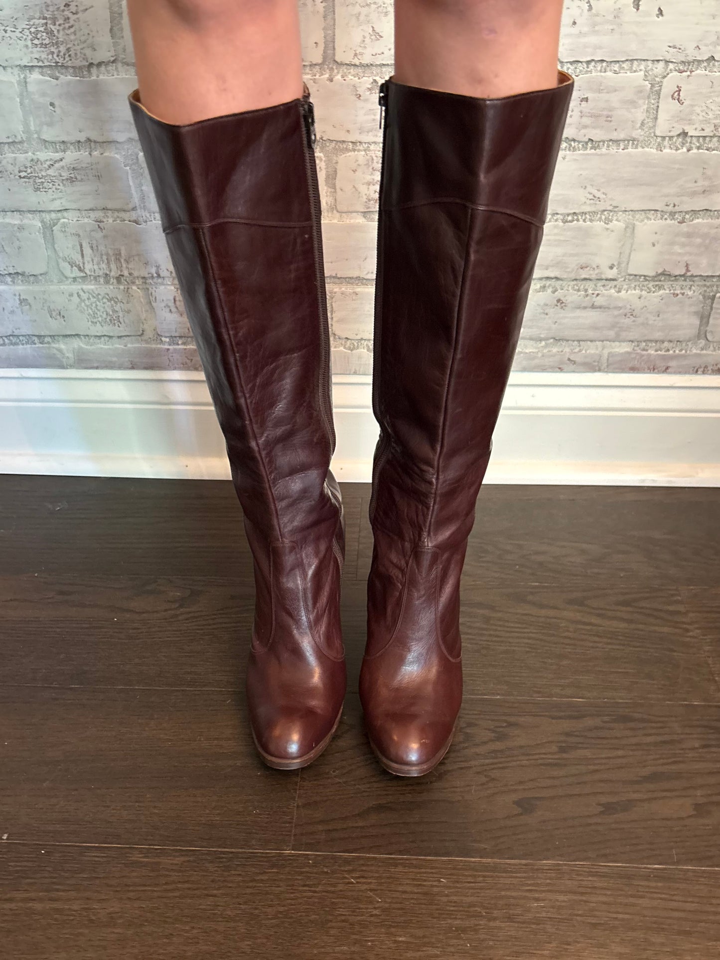 Brown Leather Heeled Boots