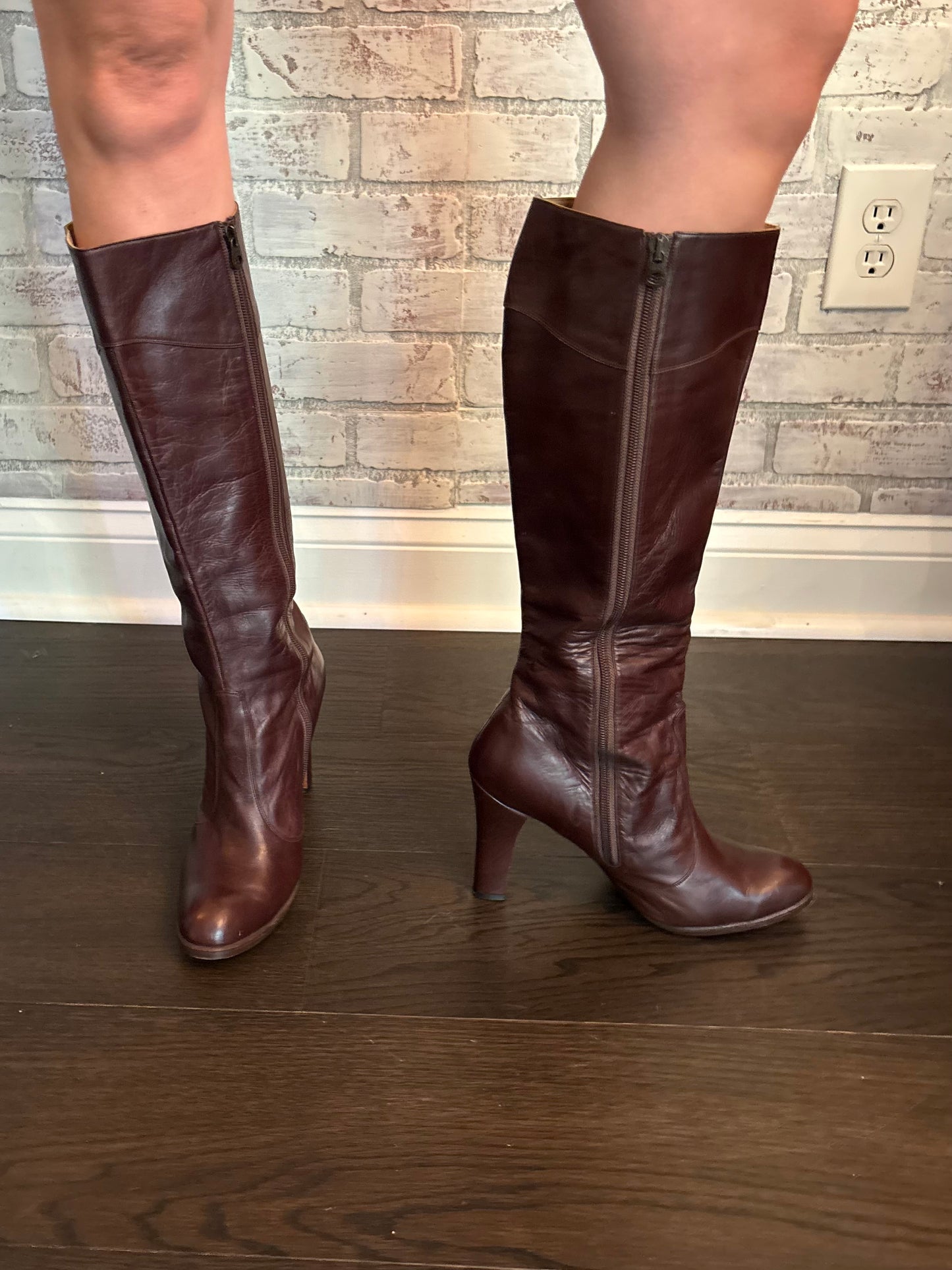 Brown Leather Heeled Boots
