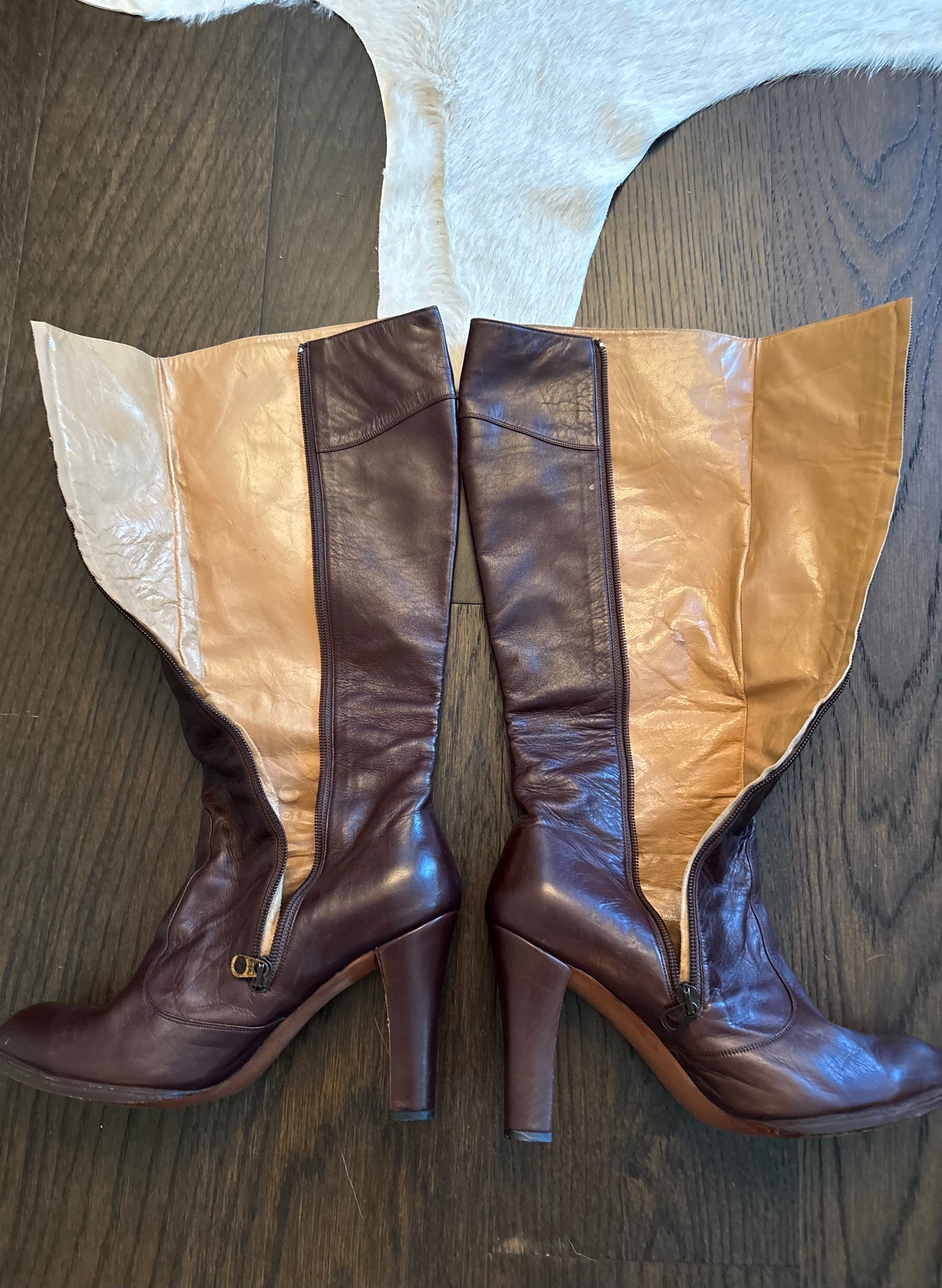 Brown Leather Heeled Boots