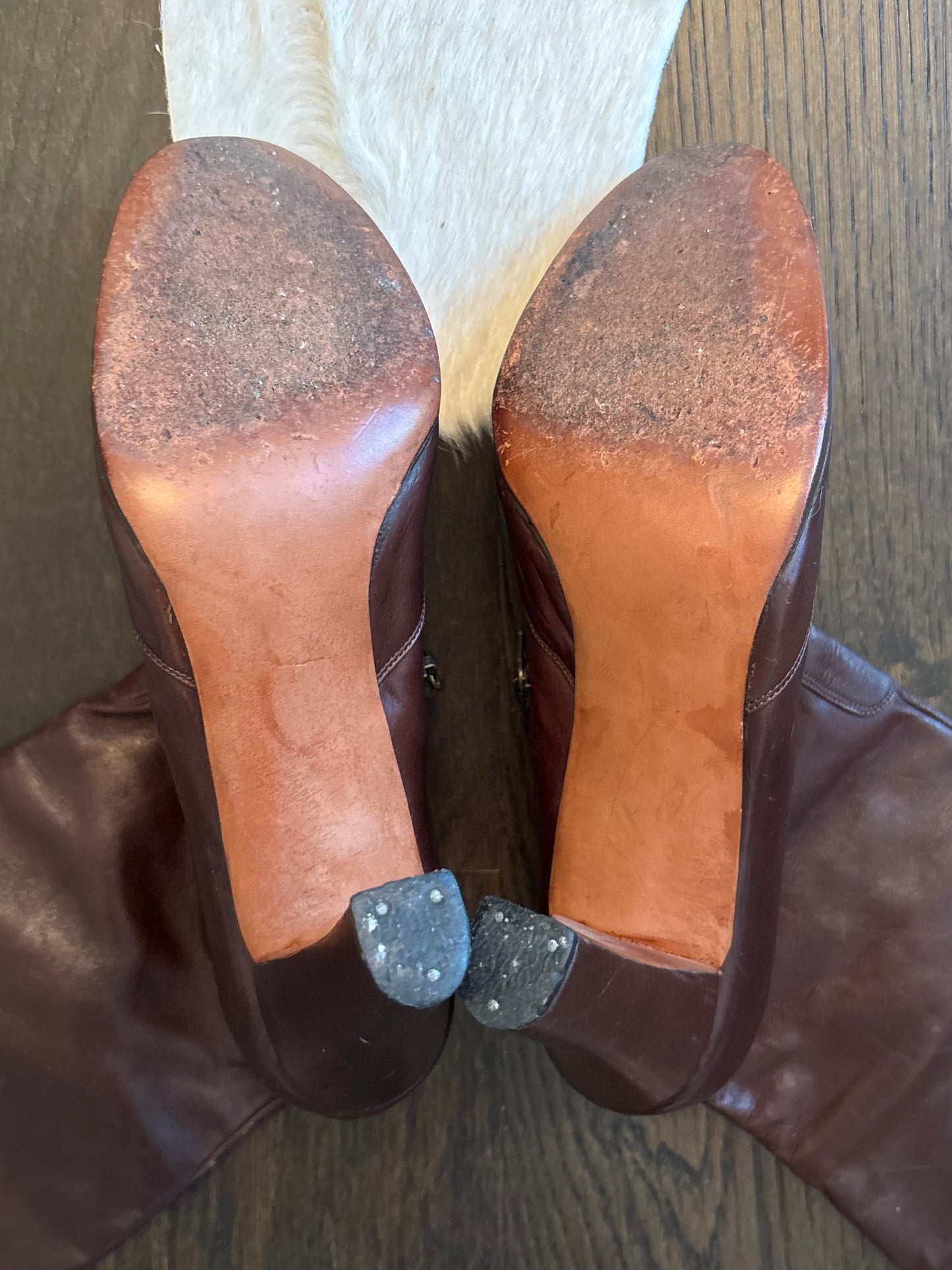 Brown Leather Heeled Boots