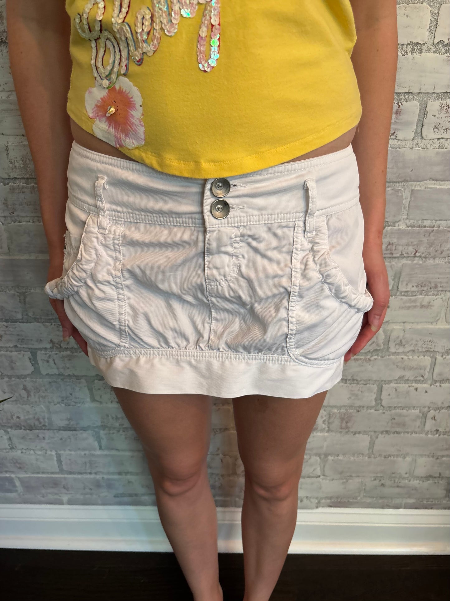Y2k White Cargo Mini Skirt
