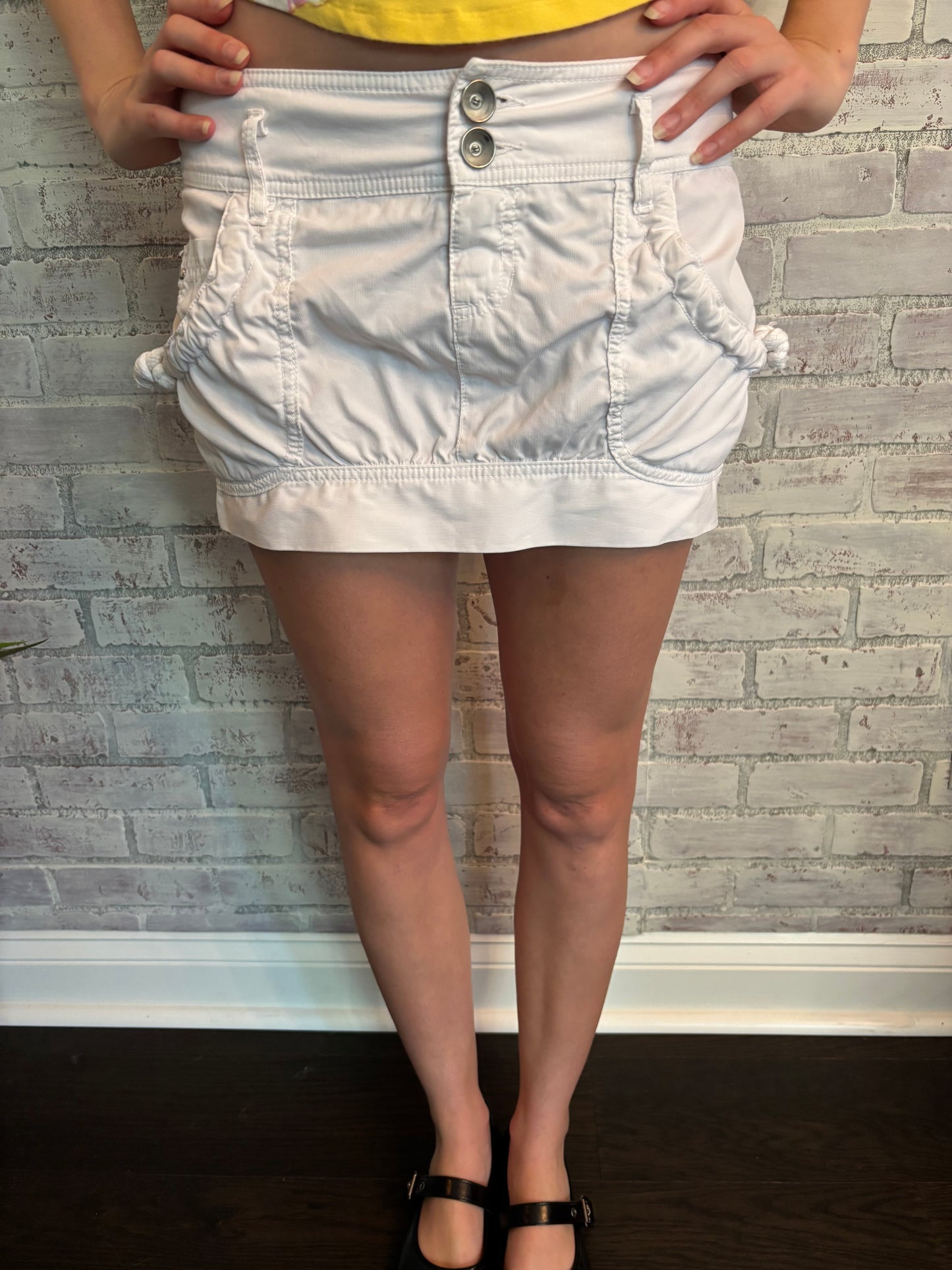 Y2k White Cargo Mini Skirt