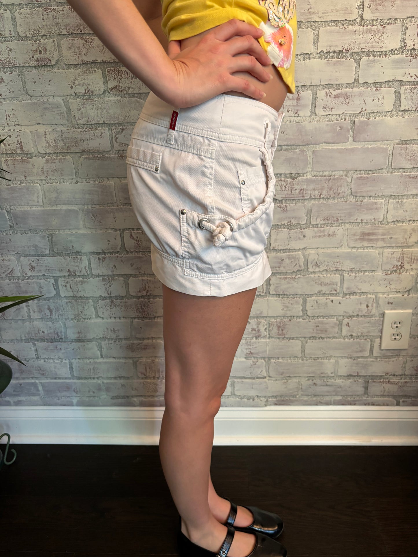 Y2k White Cargo Mini Skirt