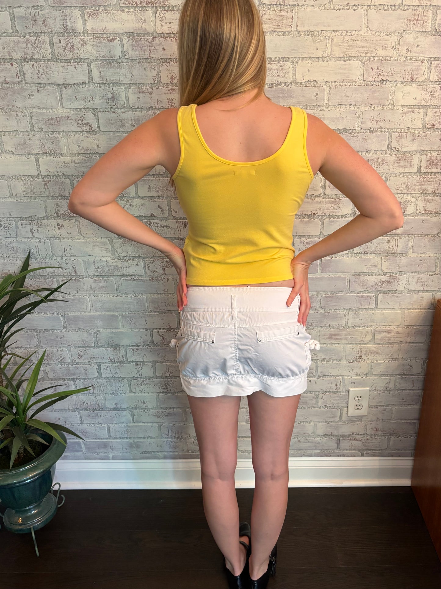 Y2k White Cargo Mini Skirt