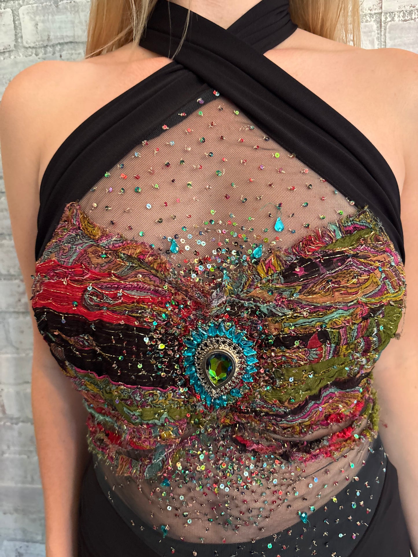 Vintage Sheer Bejeweled Top