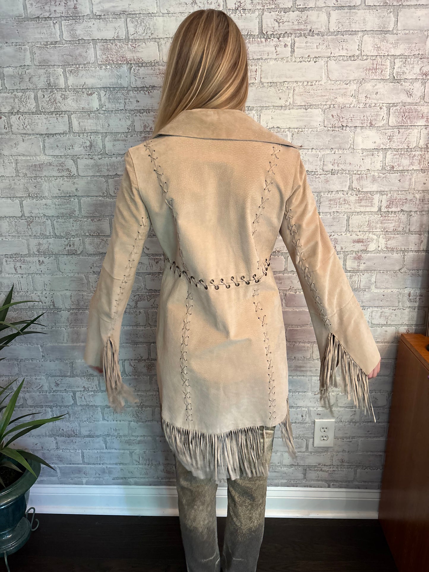 Vintage Tan Fringe Leather Jacket