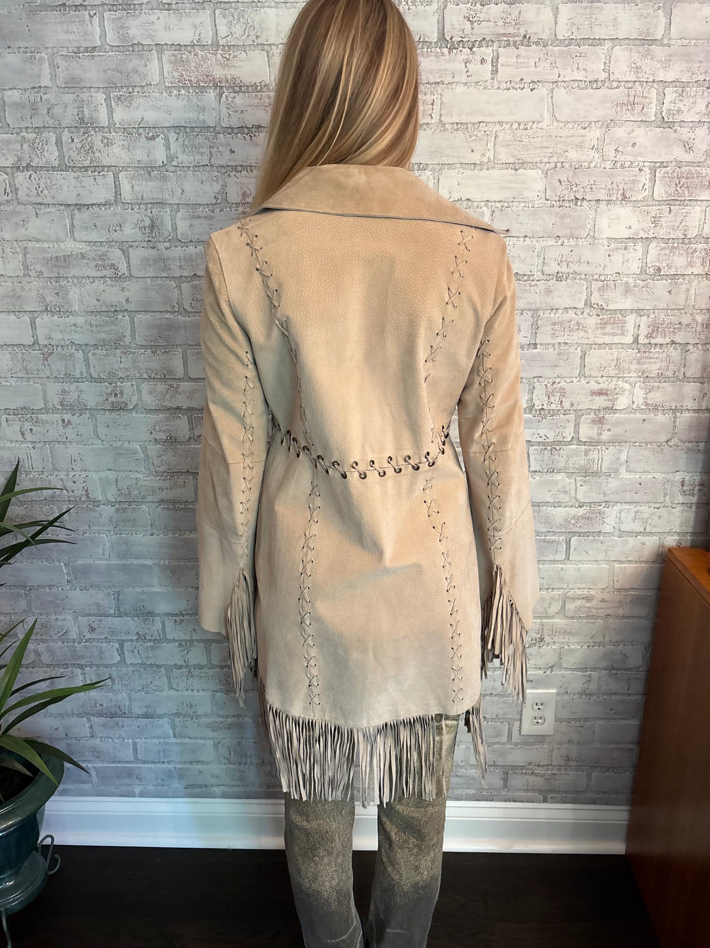 Vintage Tan Fringe Leather Jacket