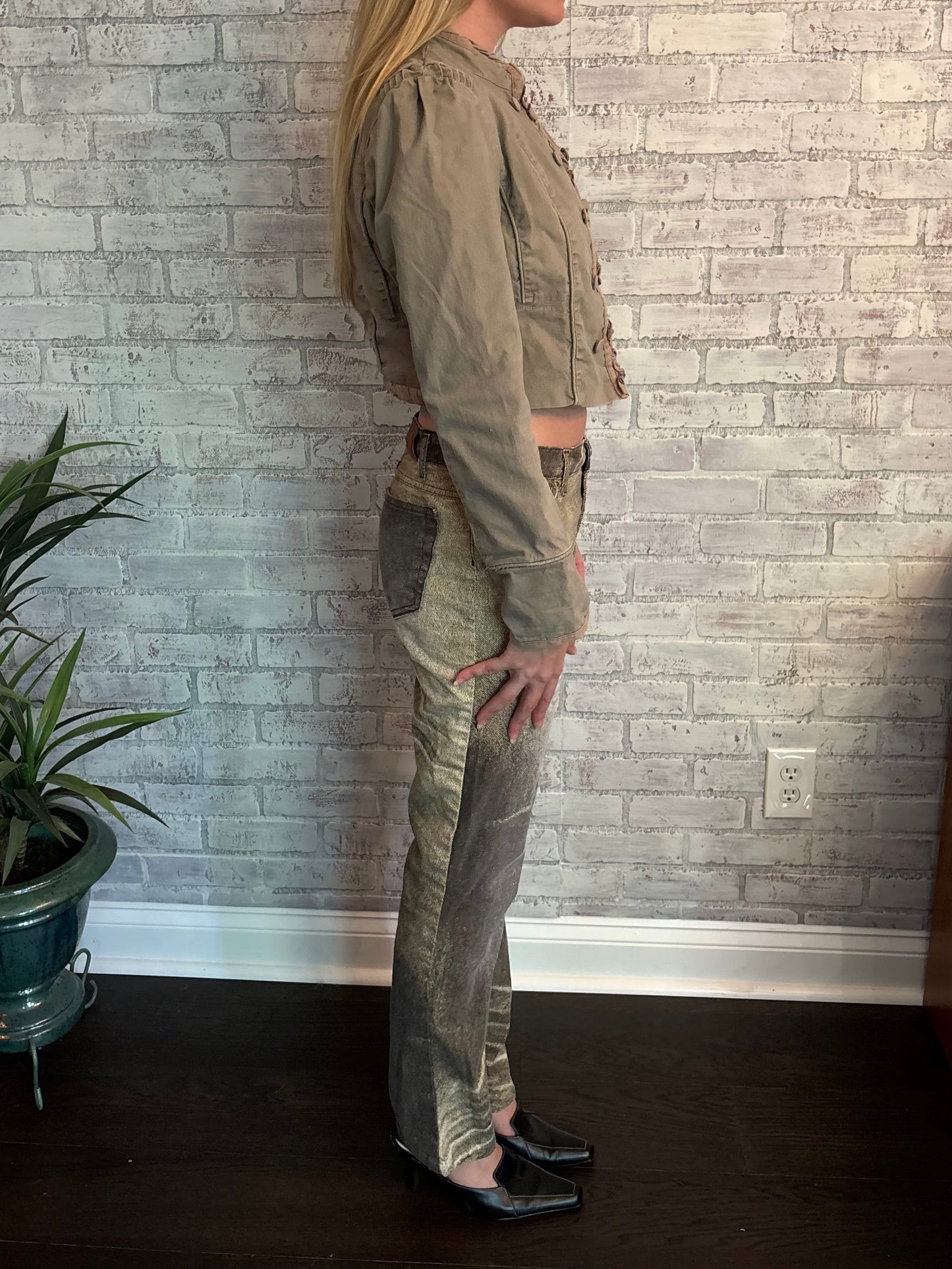 Y2k Cropped Military Jacket