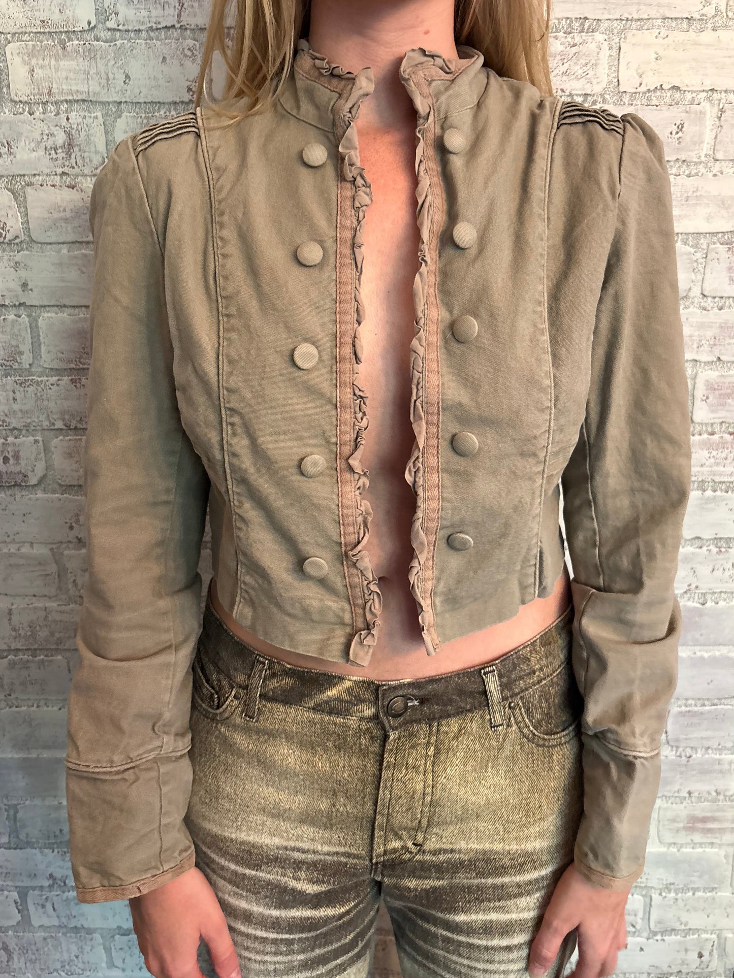 Y2k Cropped Military Jacket