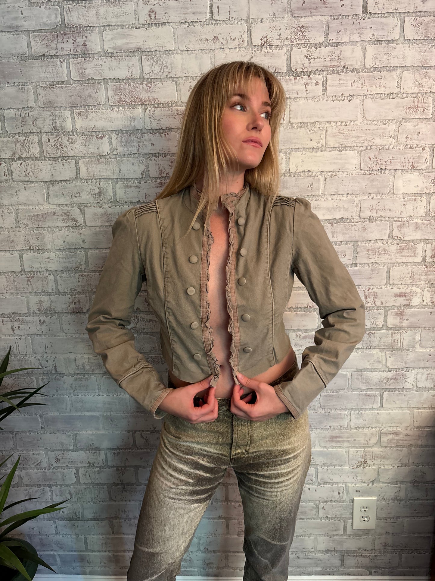 Y2k Cropped Military Jacket
