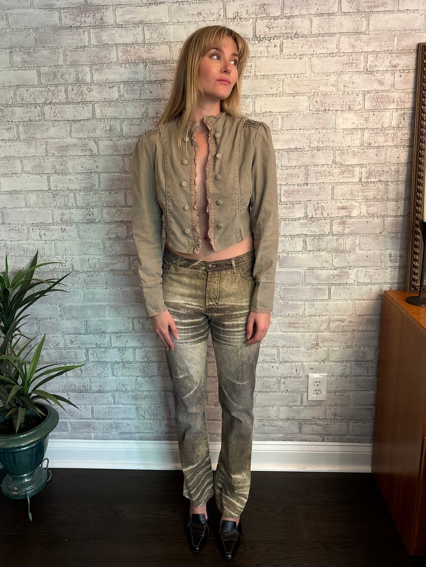 Y2k Cropped Military Jacket
