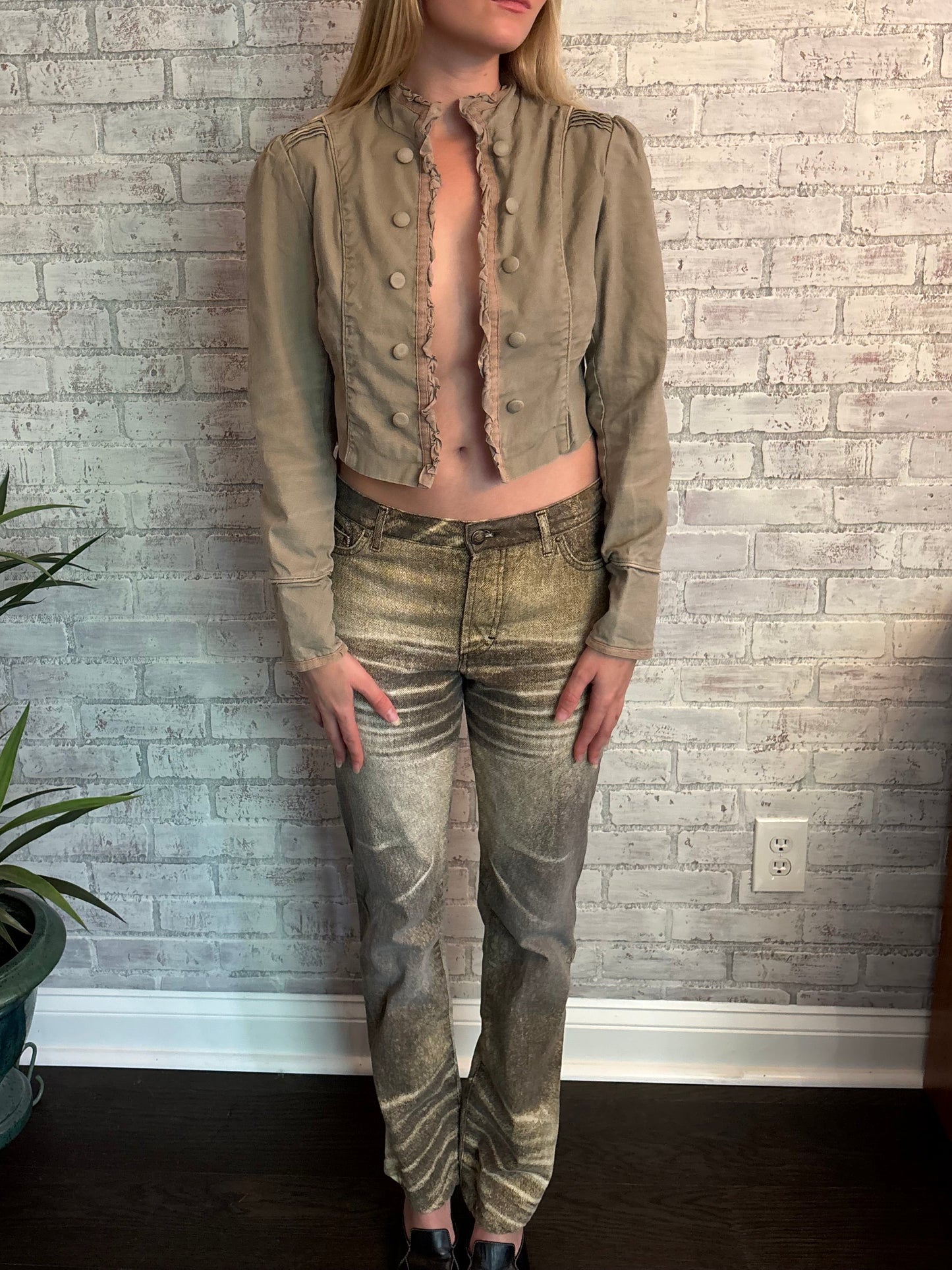 Y2k Cropped Military Jacket