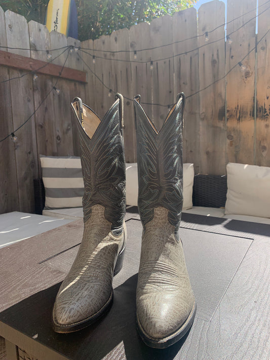 Vintage Grey Leather/Snakeskin Cowboy Boots