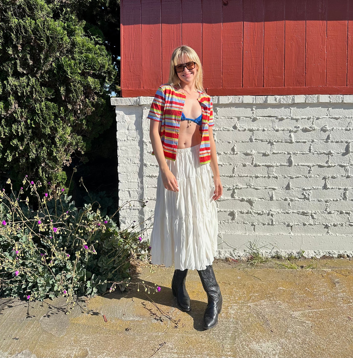 Colorful Striped Button Up Top