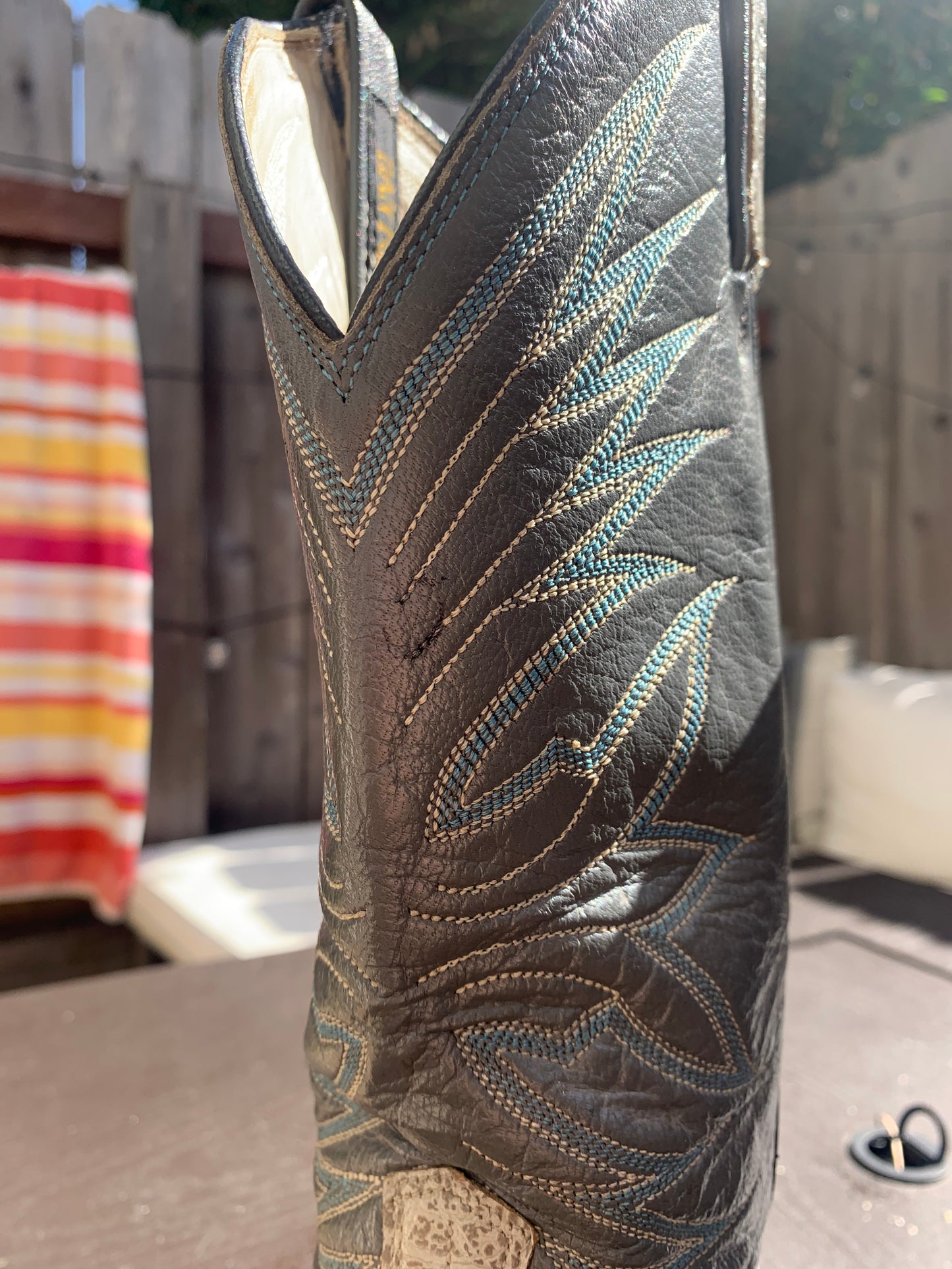 Vintage Grey Leather/Snakeskin Cowboy Boots