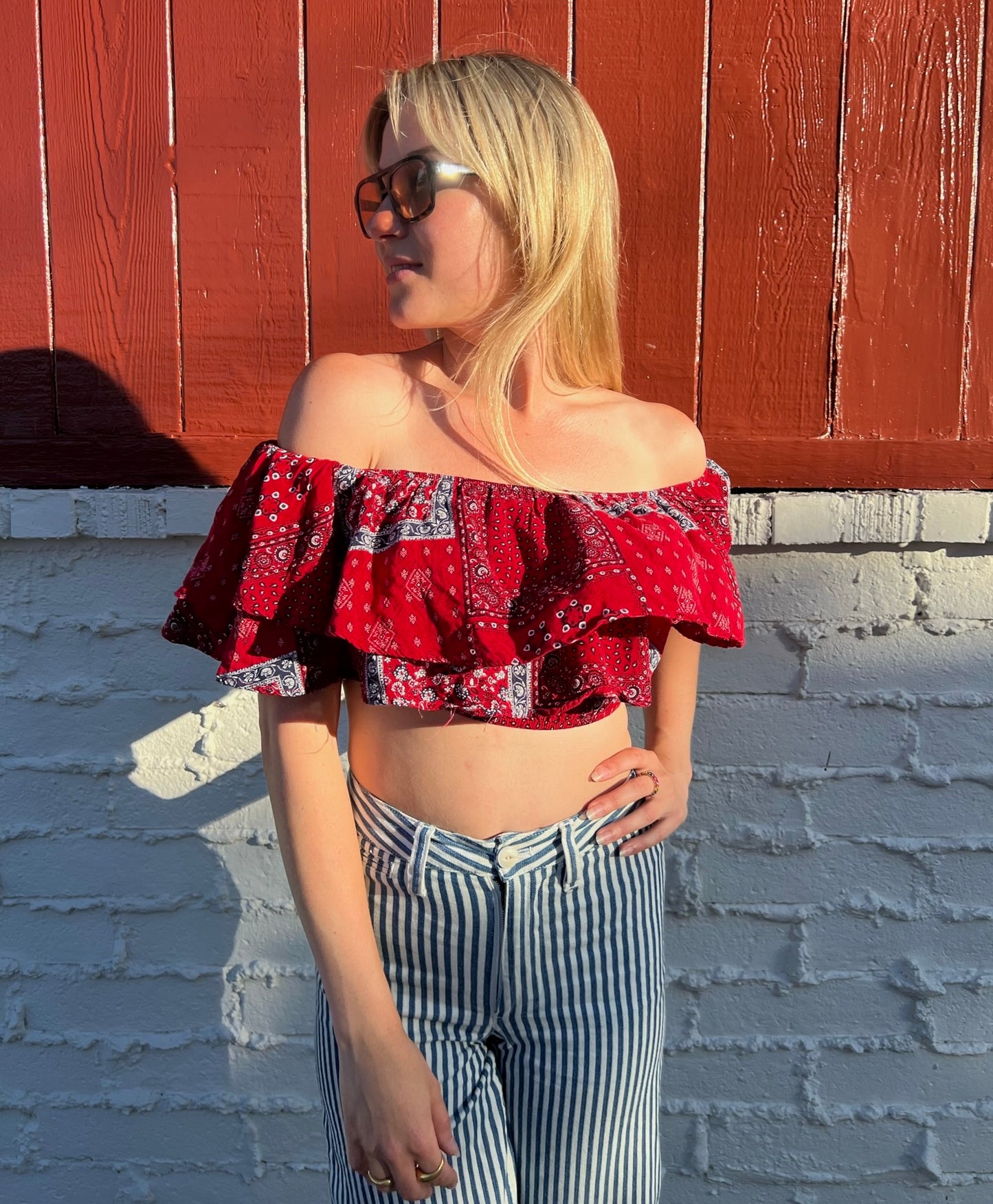 Red Bandana Crop Top