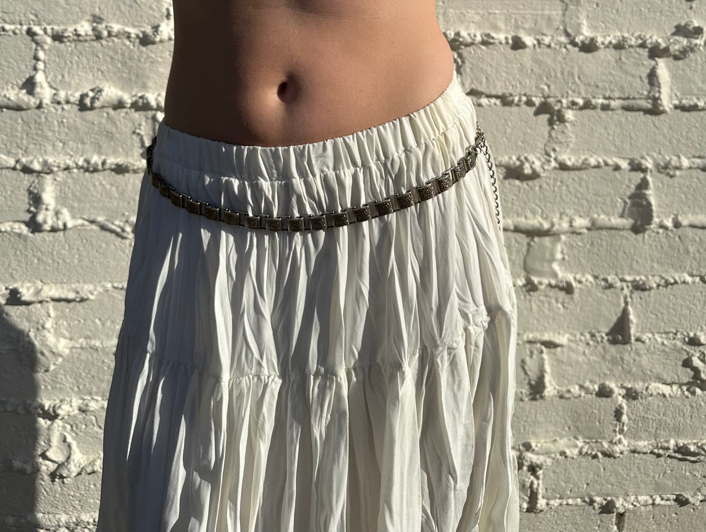 Silver Floral Chain Belt