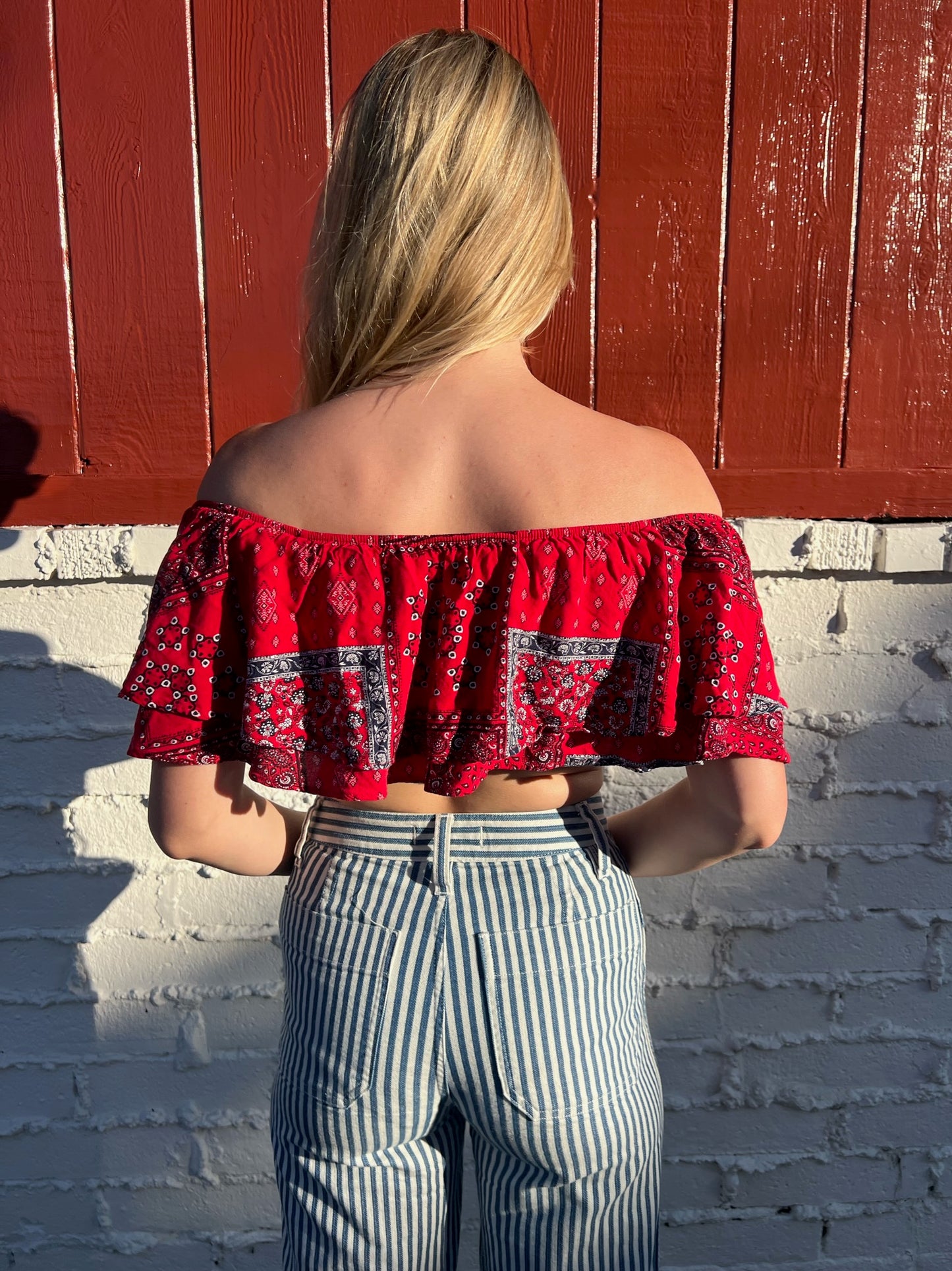 Red Bandana Crop Top