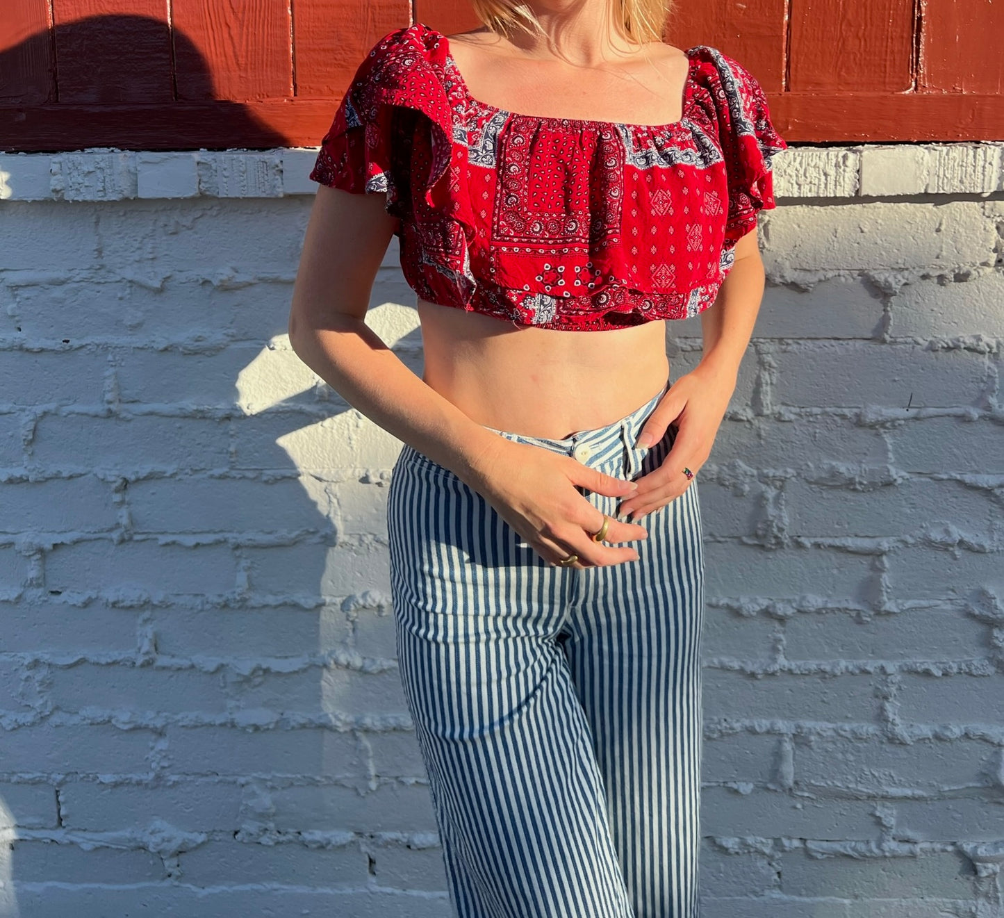 Red Bandana Crop Top