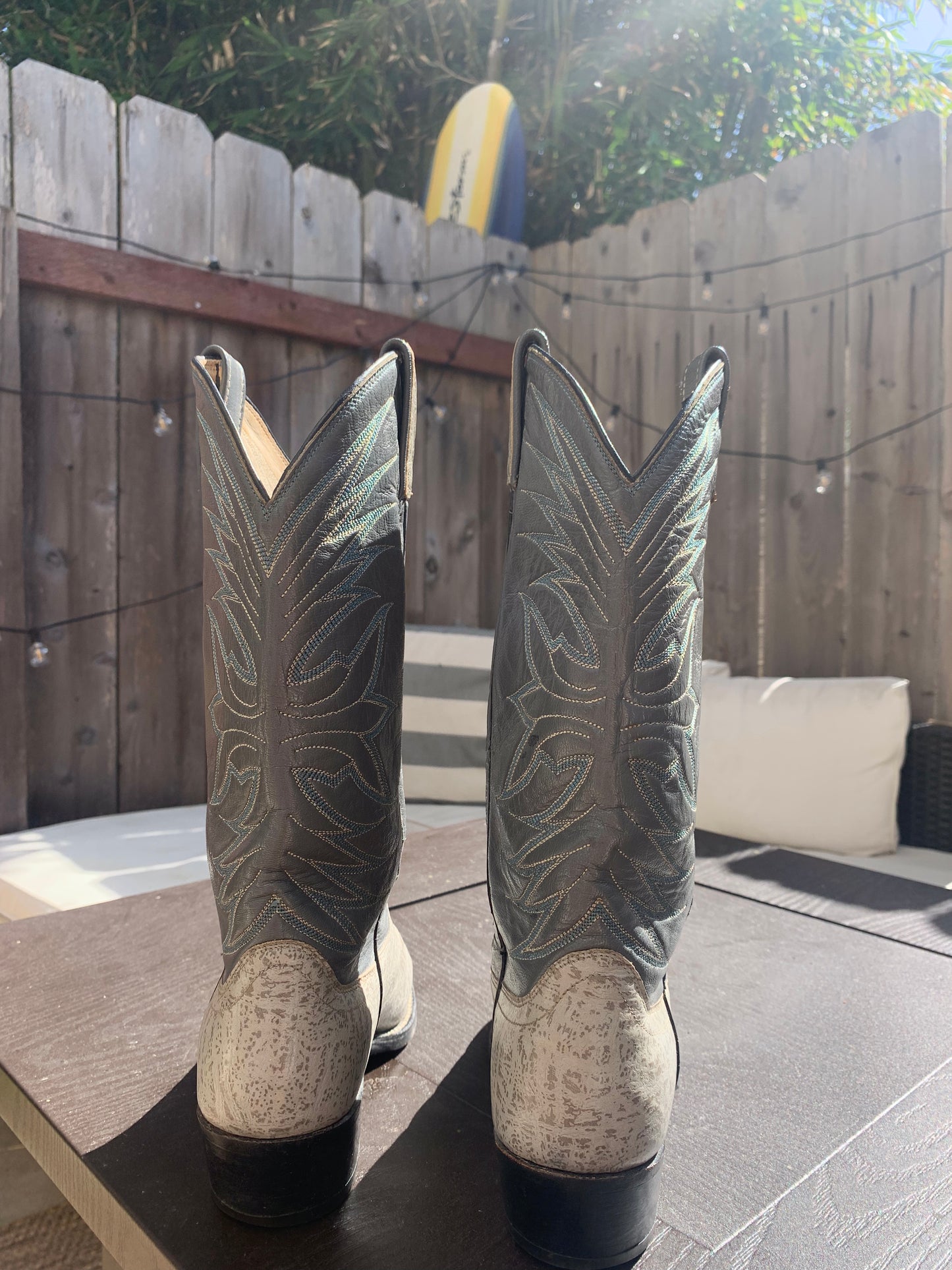 Vintage Grey Leather/Snakeskin Cowboy Boots