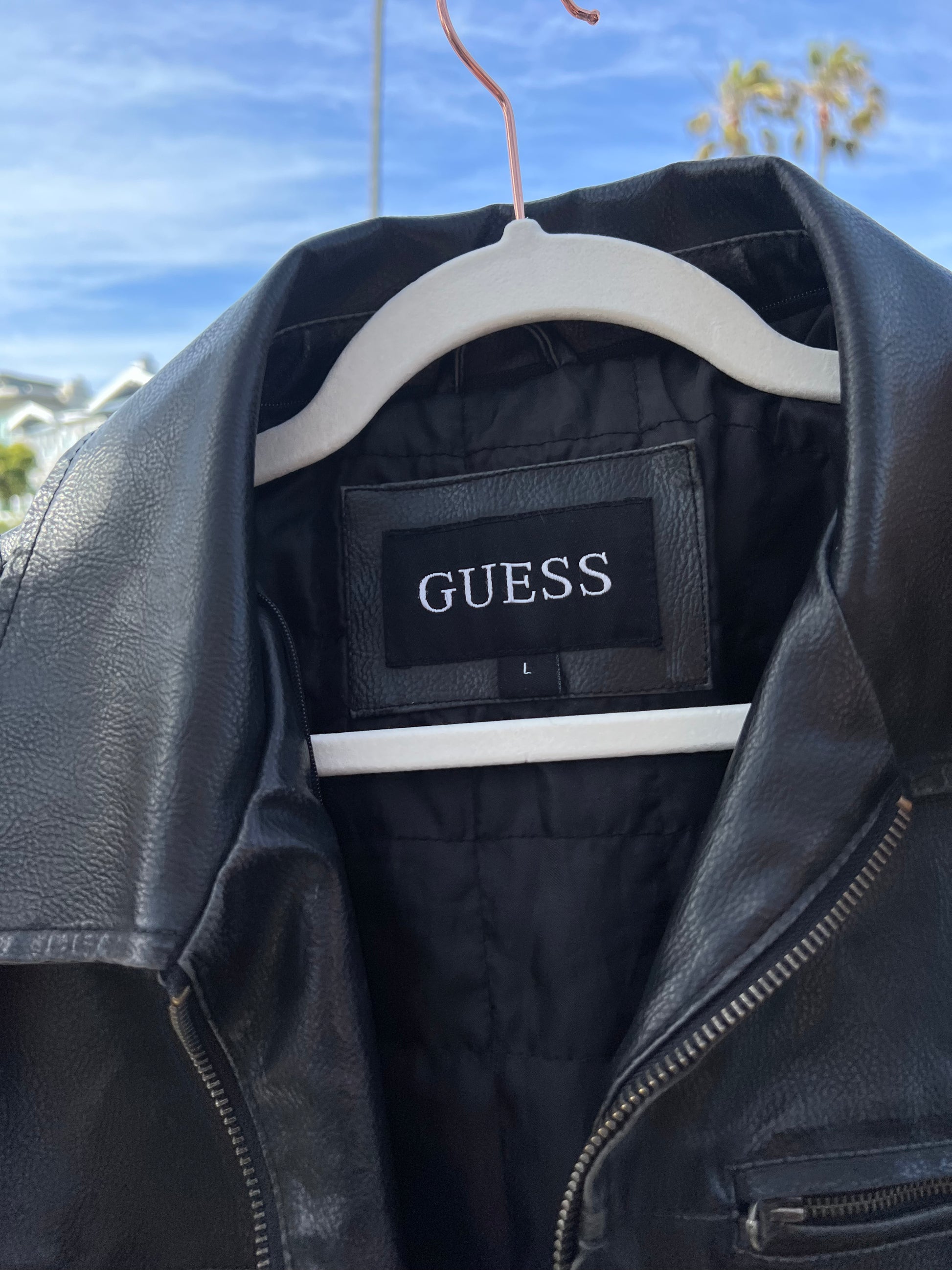 Mens guess 2025 leather jacket