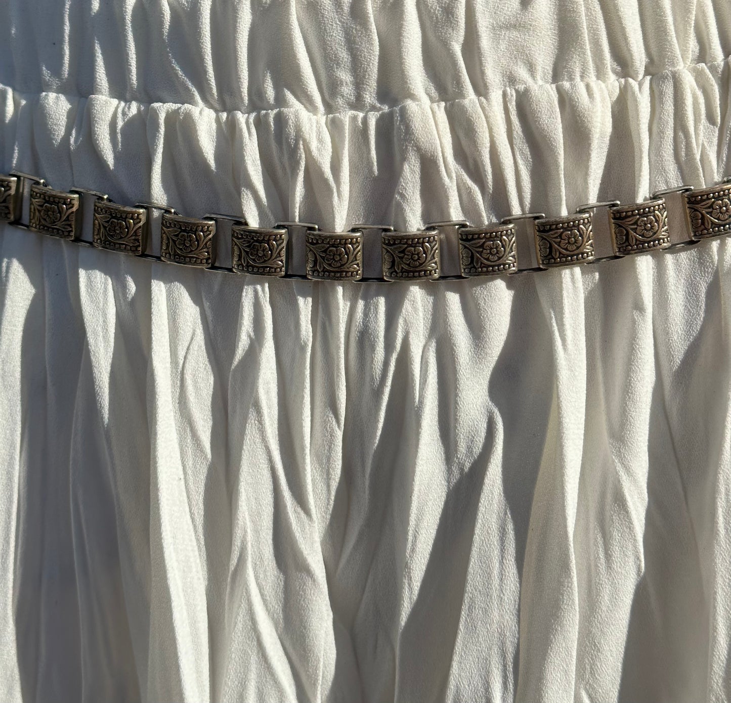 Silver Floral Chain Belt