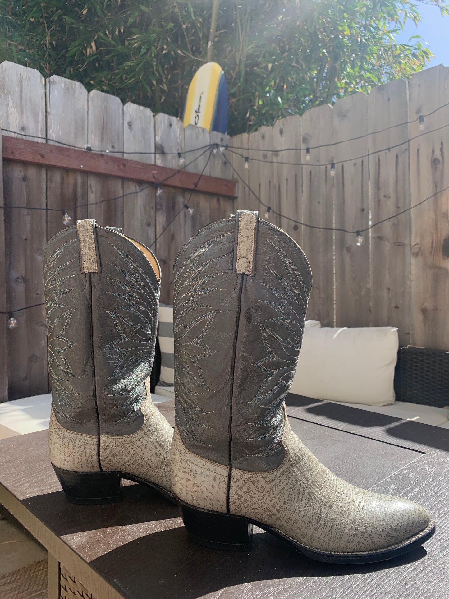 Vintage Grey Leather/Snakeskin Cowboy Boots