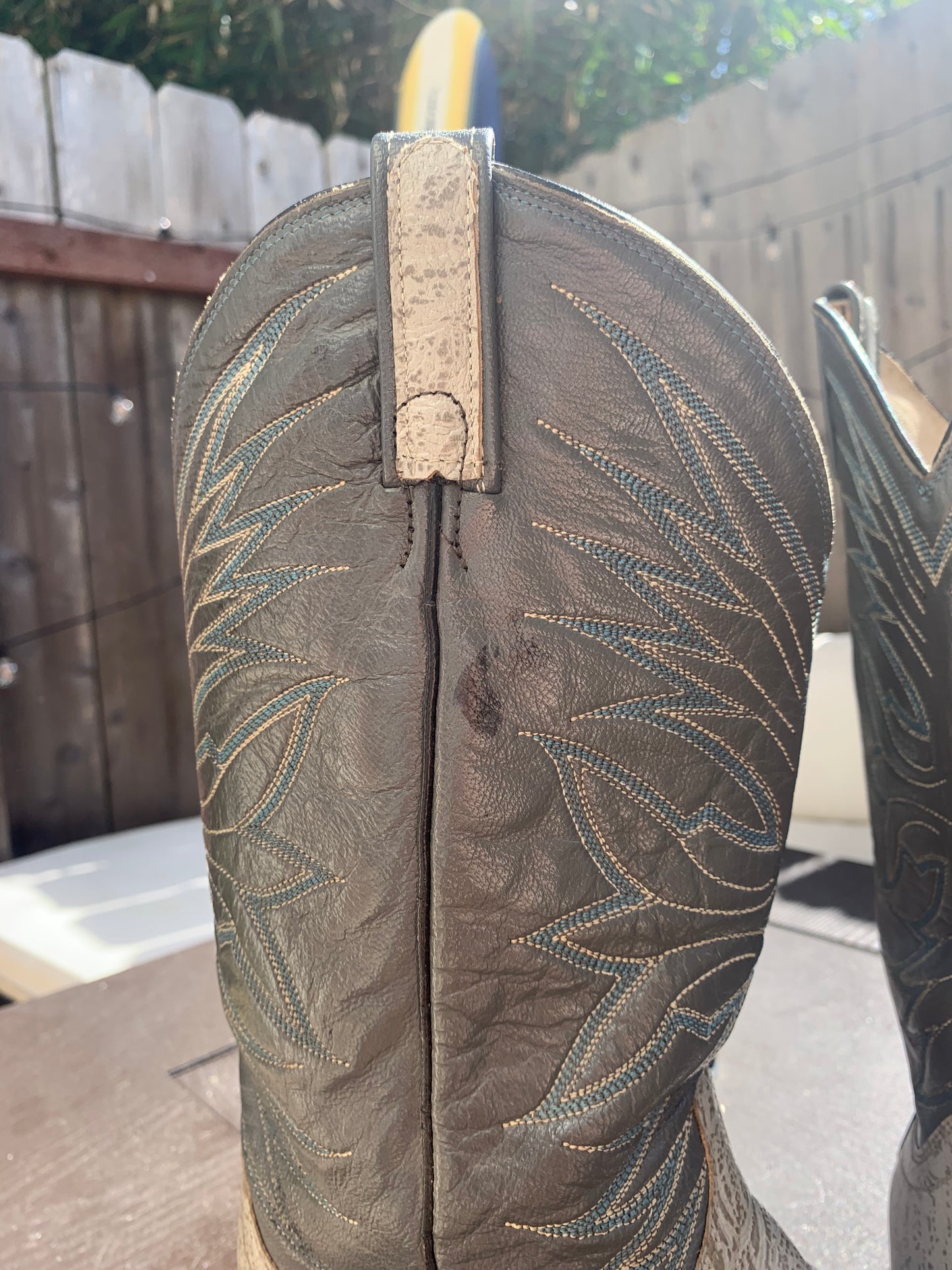 Vintage Grey Leather/Snakeskin Cowboy Boots