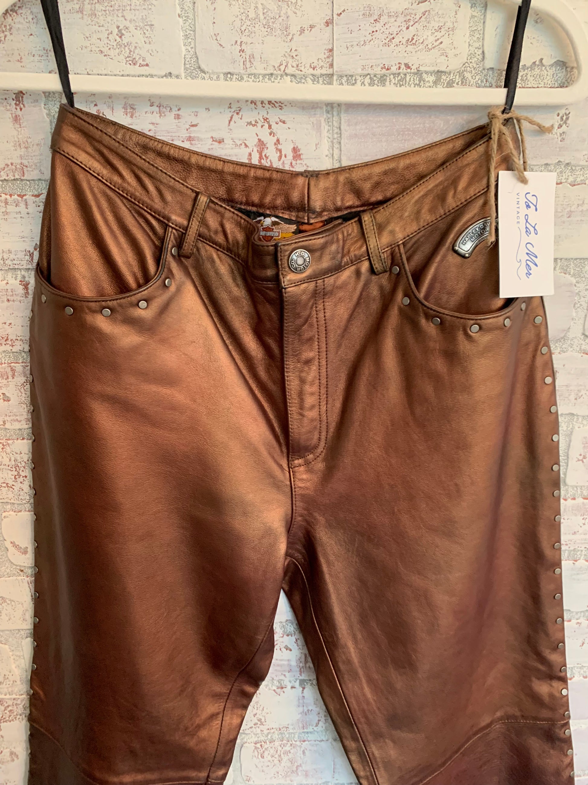 Vintage Harley Davidson Bronze Leather Pants