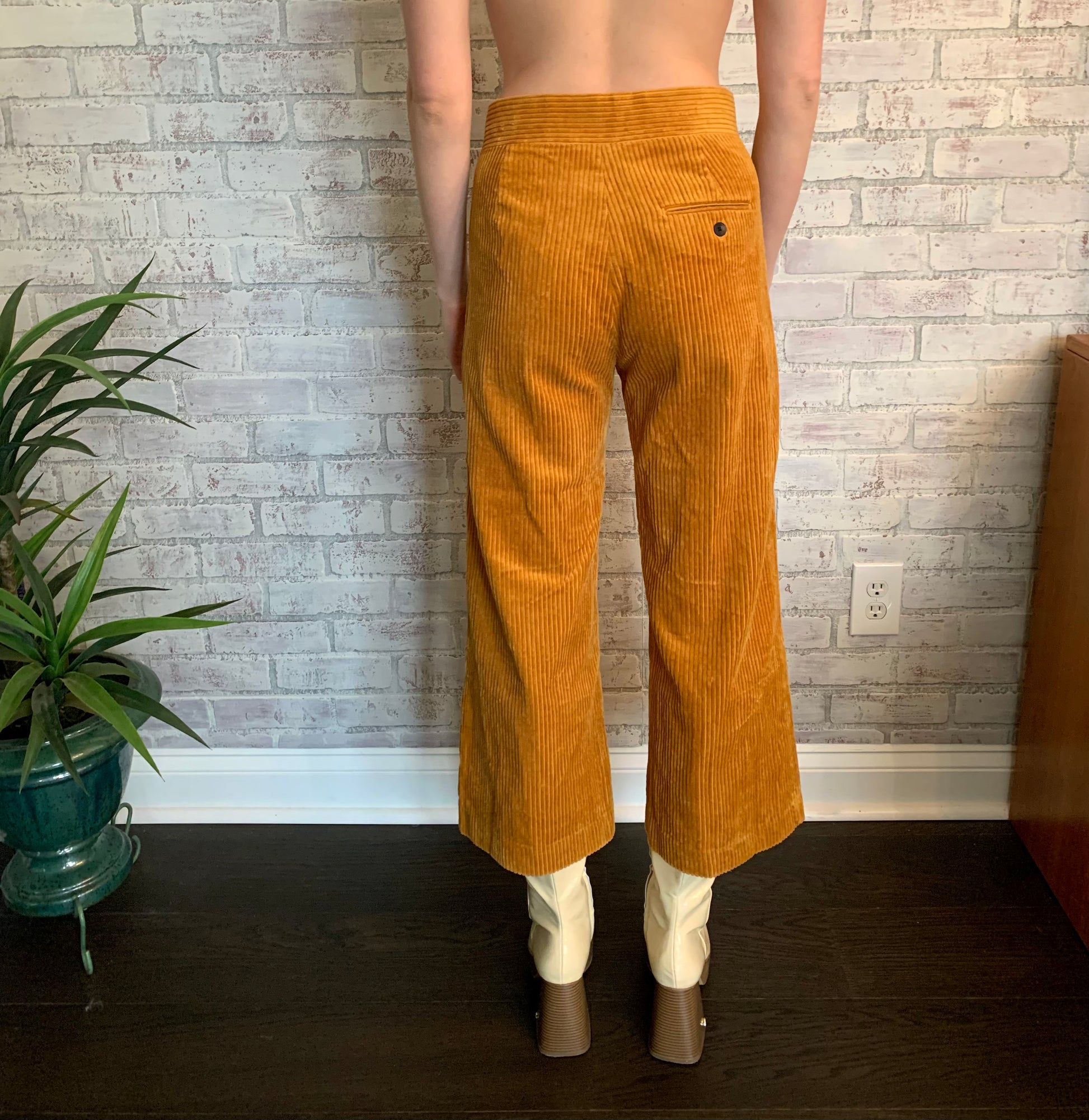 Zara yellow corduroy pants sales