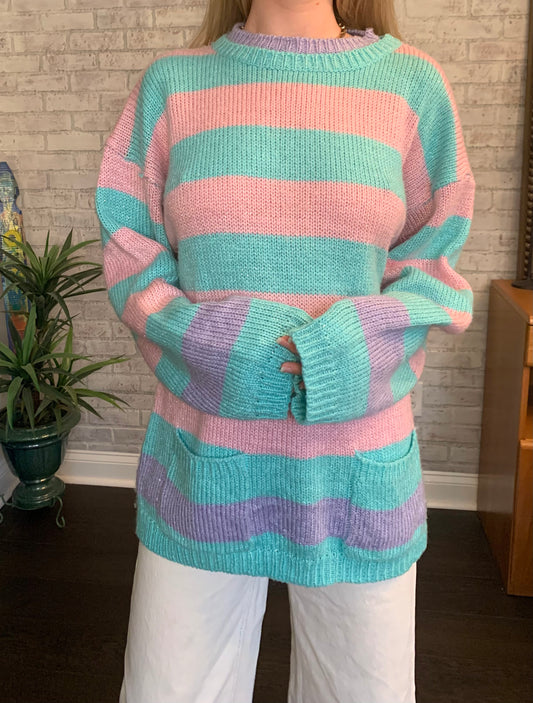 Pastel Striped Summer Knit Sweater