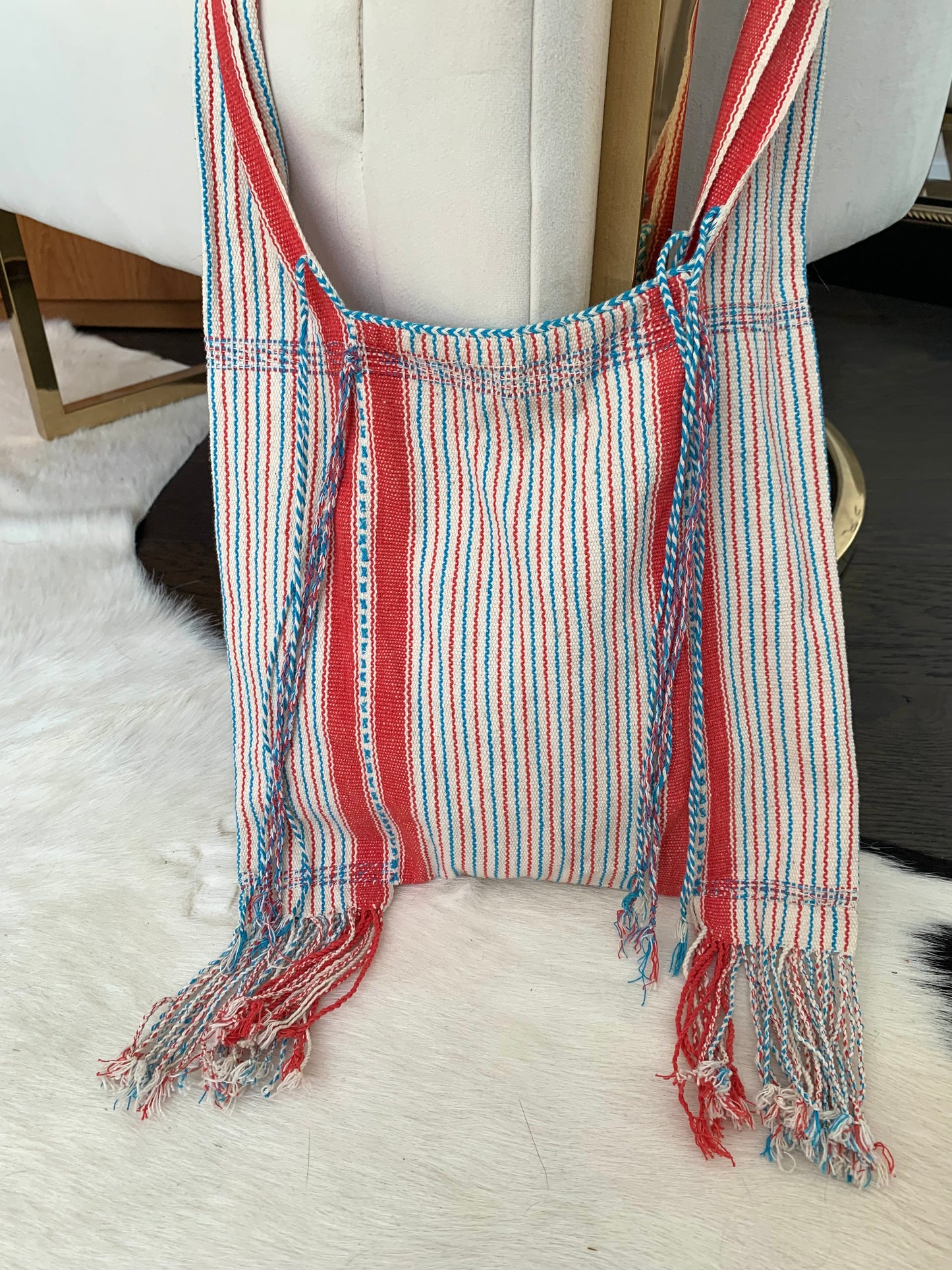 Striped Fringe Crossbody Bag