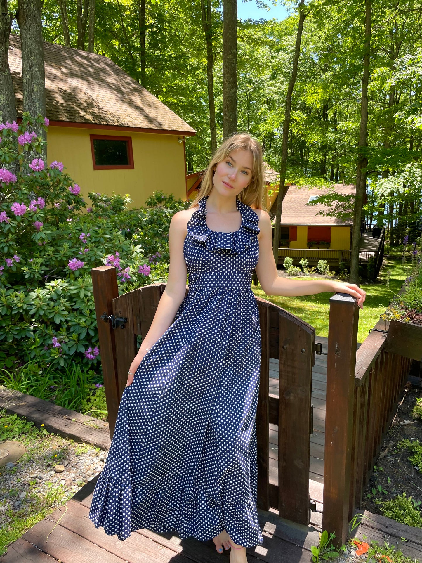 Vintage Polka Dot Maxi Dress